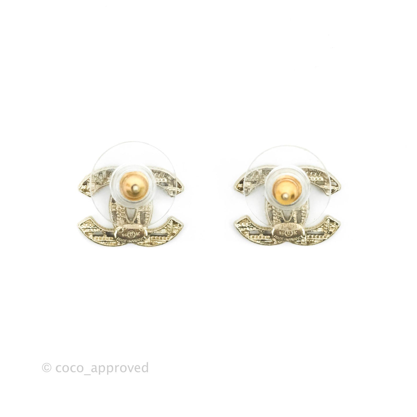 Chanel CC Earrings Gold Tone 14K