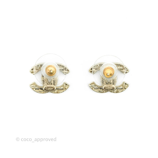 Chanel CC Earrings Gold Tone 14K