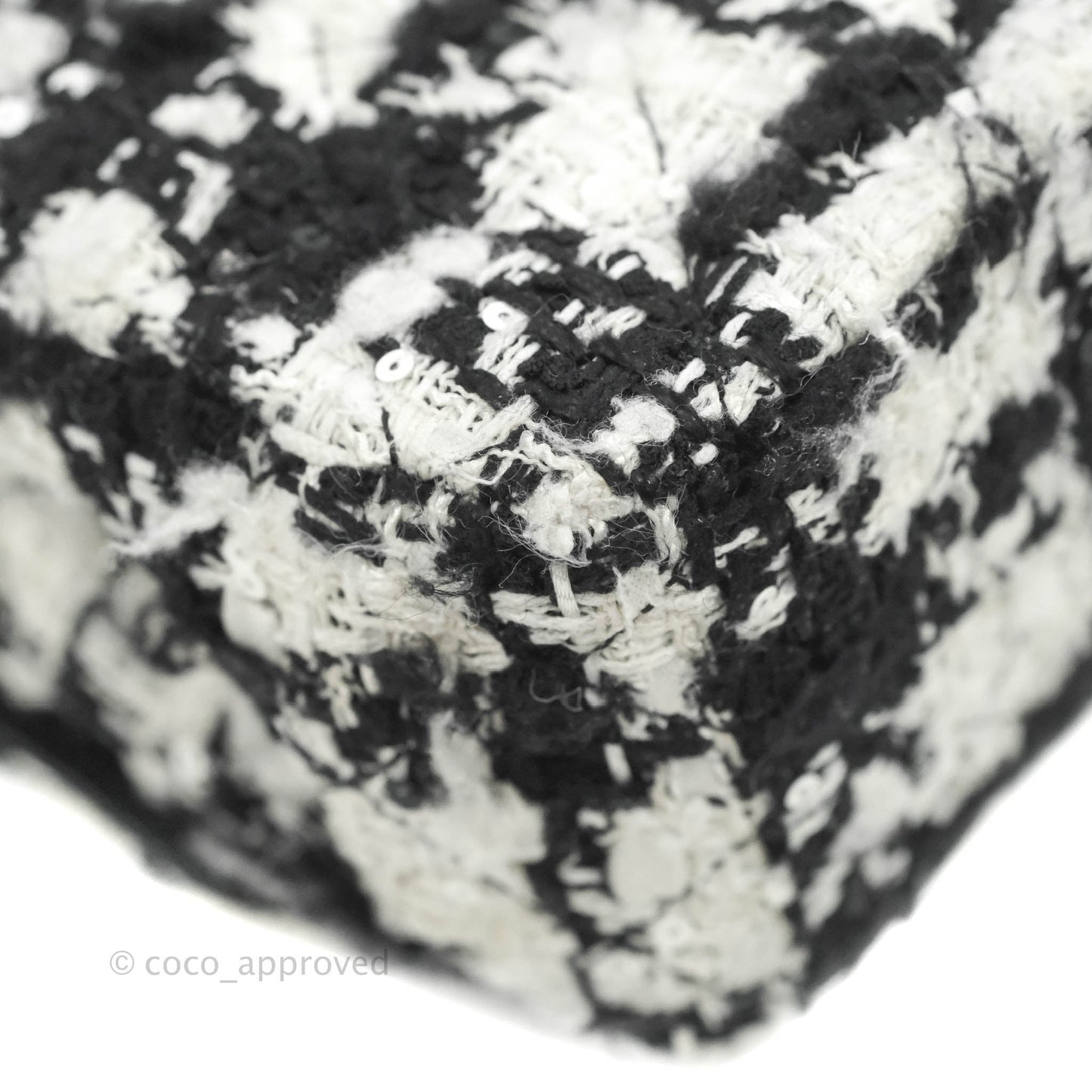 Chanel Quilted M/L Medium Double Flap Black White Tweed Silver Hardware