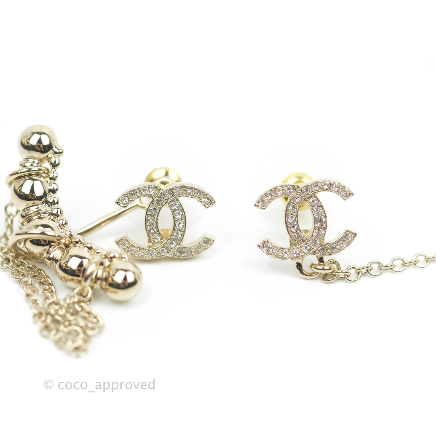 Chanel Earrings Earcuff Crystal Gold
