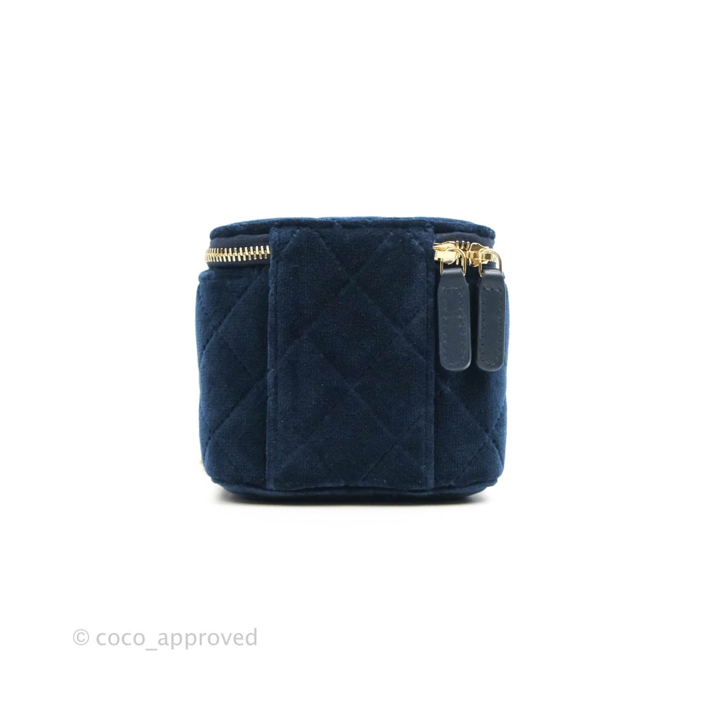 Chanel Classic Mini Crystal Pearl Crush Vanity With Chain Navy Velvet Gold Hardware