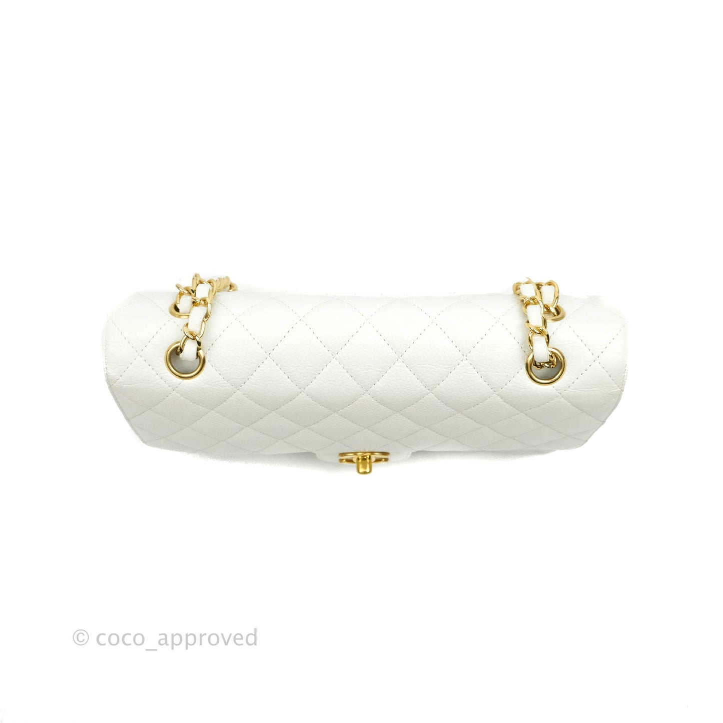 Chanel Quilted M/L Medium Double Flap White Caviar Gold Hardware