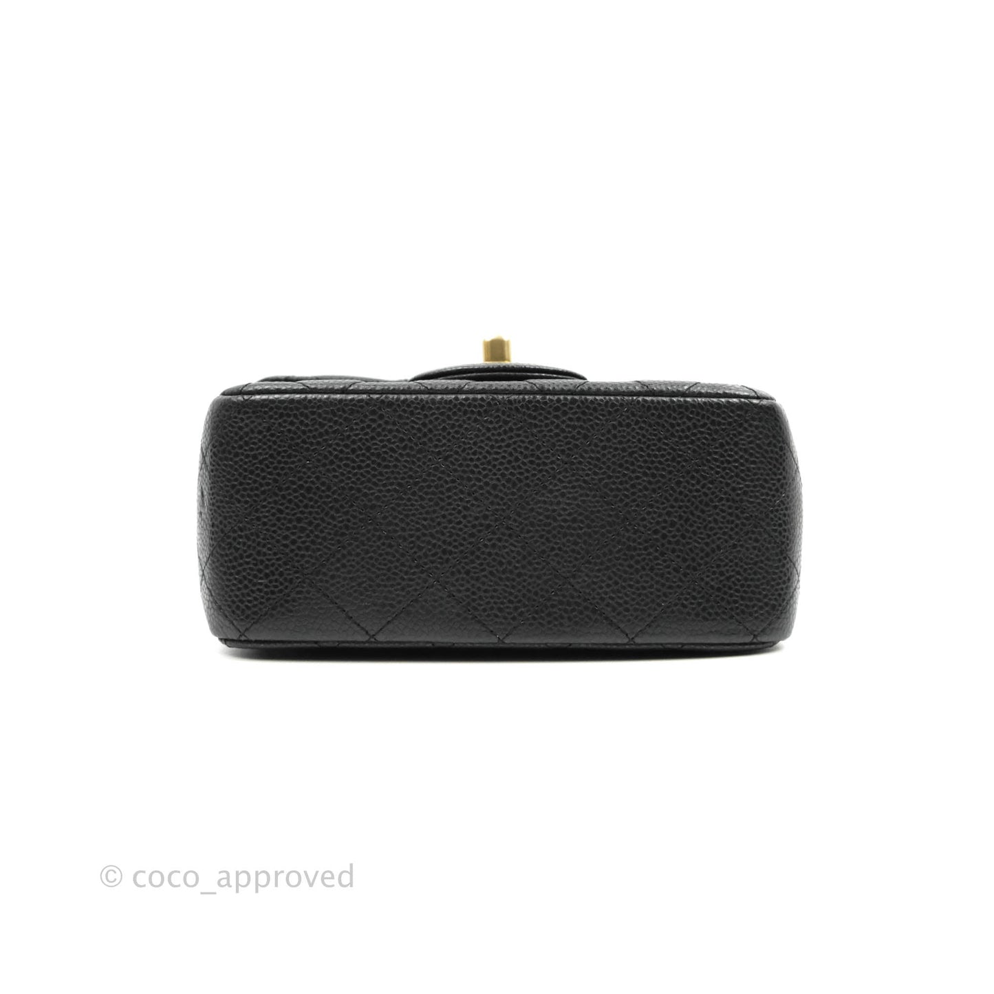 Chanel Quilted Mini Square Iridescent Black Caviar Matte Gold Hardware