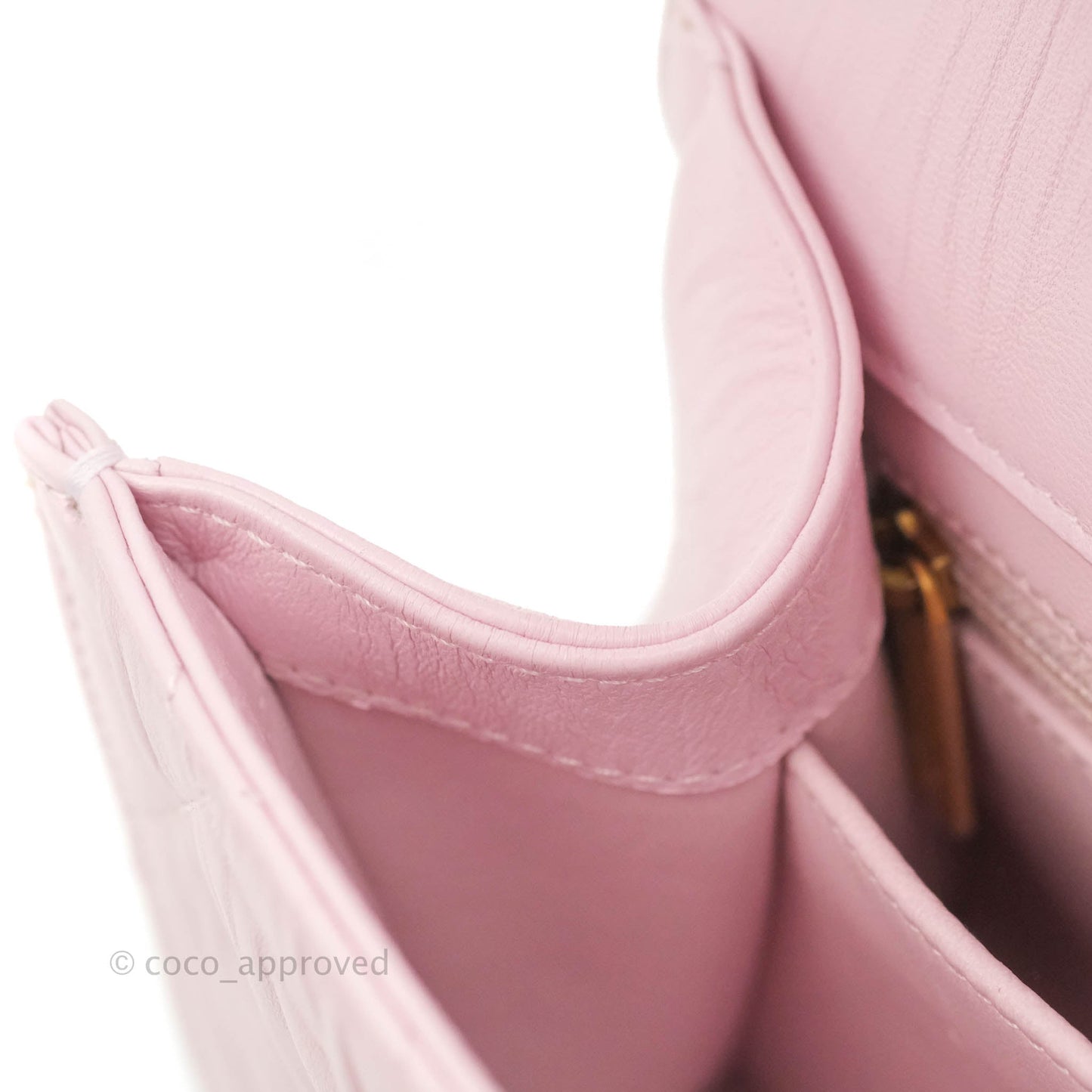 Chanel Mini Flap Bag with Top Handle Pink Crumpled Lambskin Aged Gold Hardware