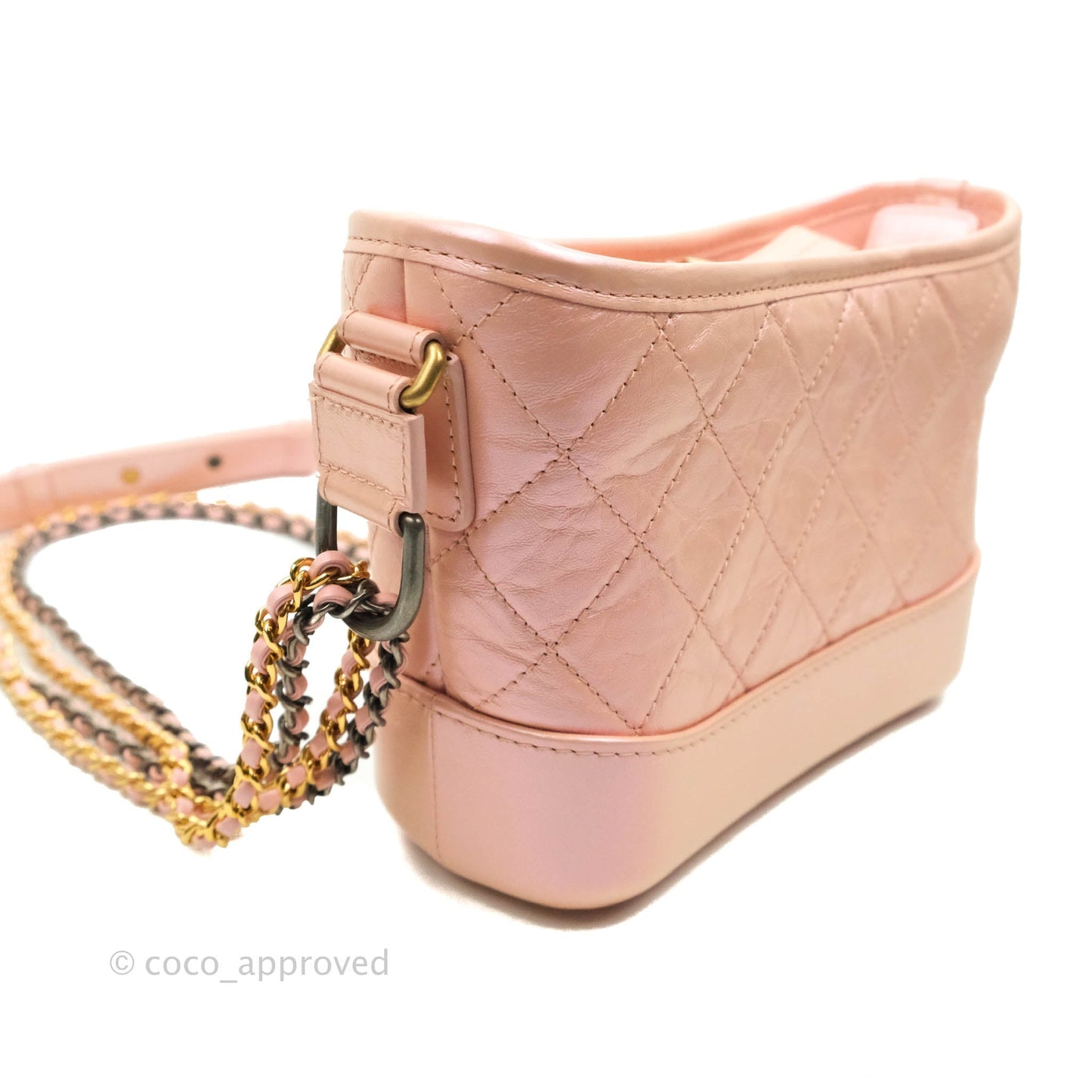 Chanel Small Gabrielle Hobo Iridescent Pink Aged Calfskin Mixed Hardware