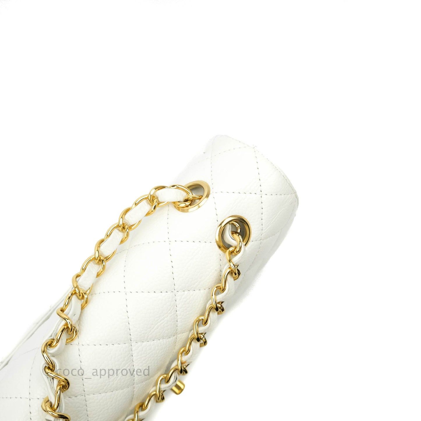 Chanel Quilted M/L Medium Double Flap White Caviar Gold Hardware