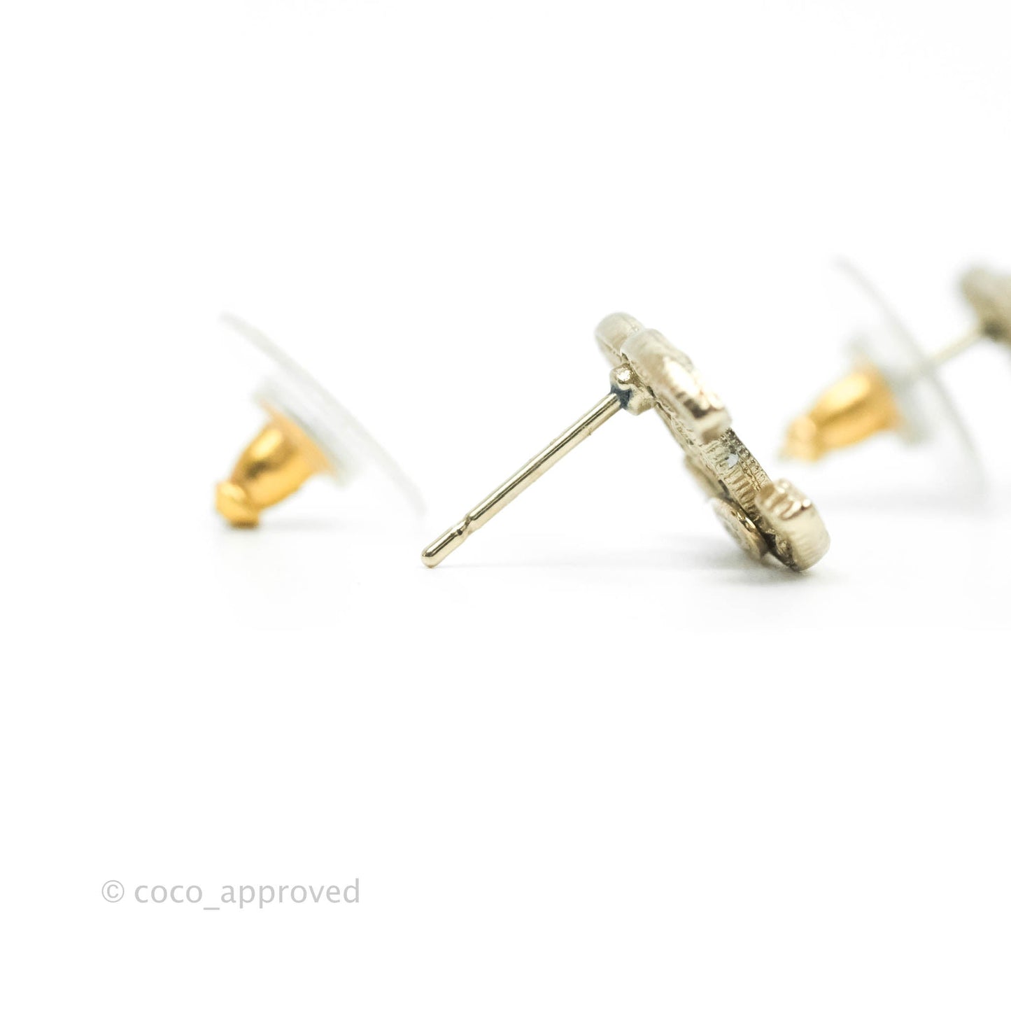 Chanel CC Earrings Gold Tone 14K