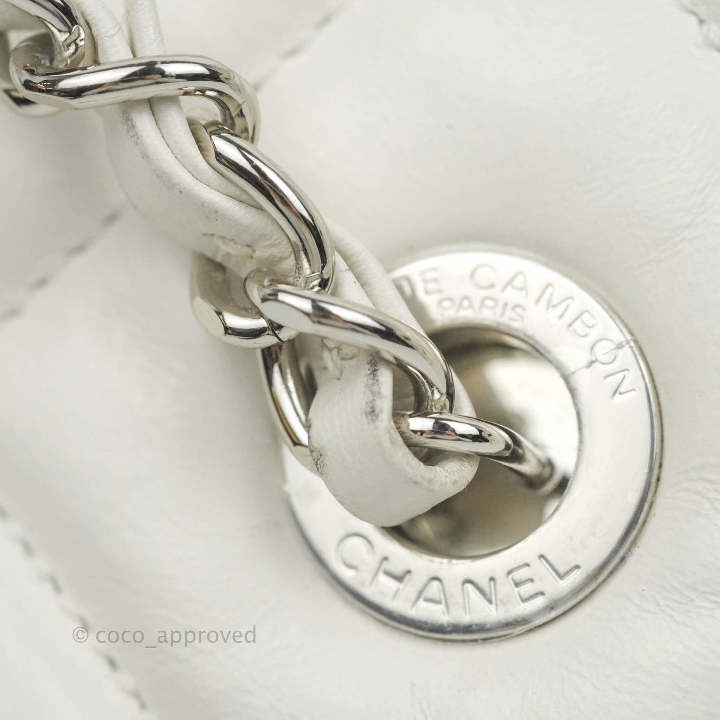 Chanel Calfskin Small Bowling Bag White Silver Hardware
