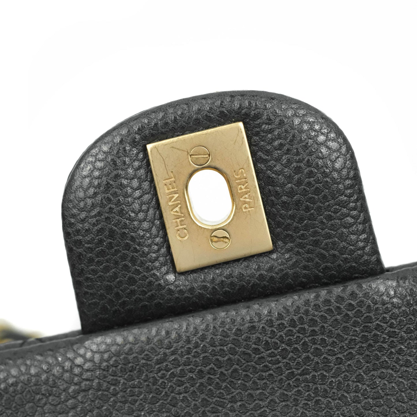Chanel Quilted Clutch with Chain Caviar Iridescent Black Gold Hardware