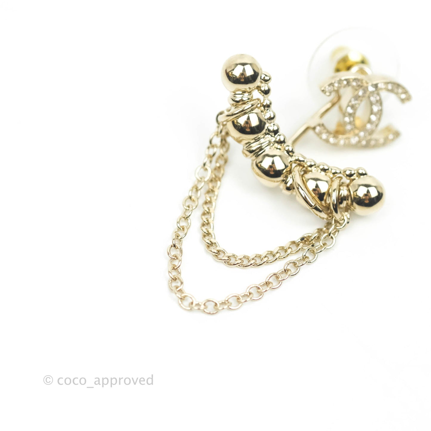 Chanel Earrings Earcuff Crystal Gold