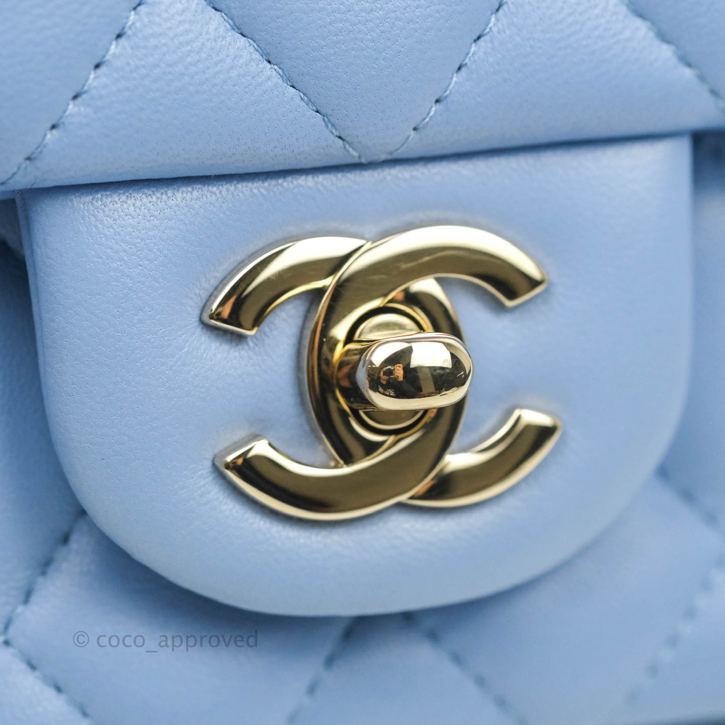 Chanel Classic Mini Rectangular Flap Blue Sky Lambskin Gold Hardware 21C