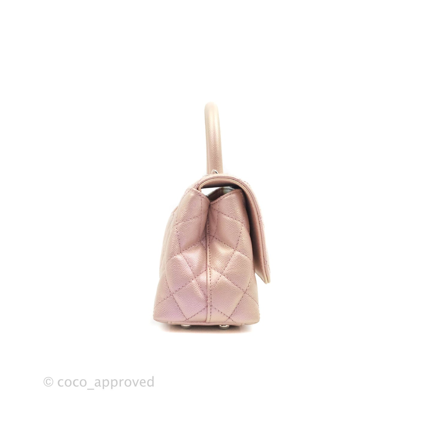 Chanel Mini Coco Handle Iridescent Pink Caviar Rainbow Hardware