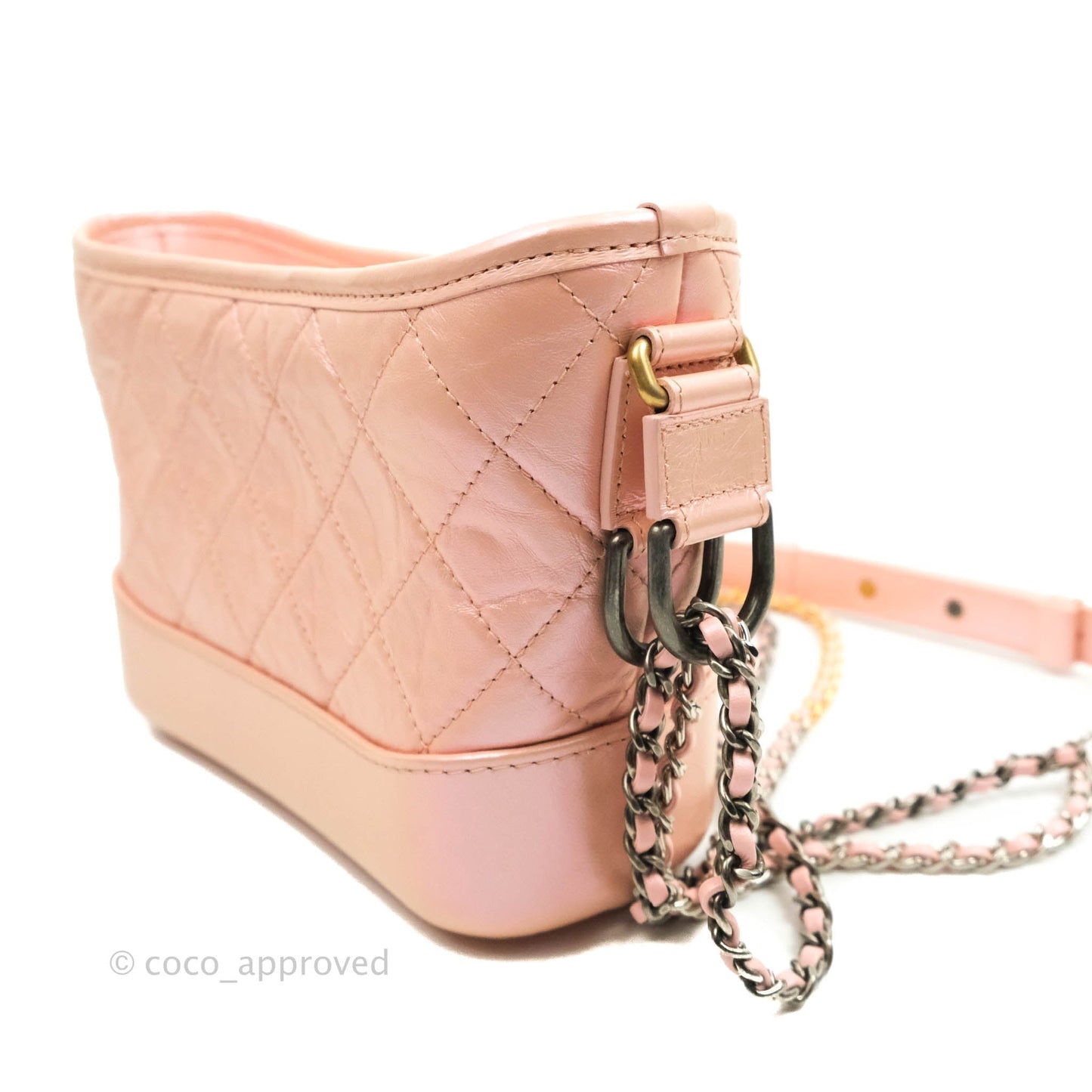 Chanel Small Gabrielle Hobo Iridescent Pink Aged Calfskin Mixed Hardware