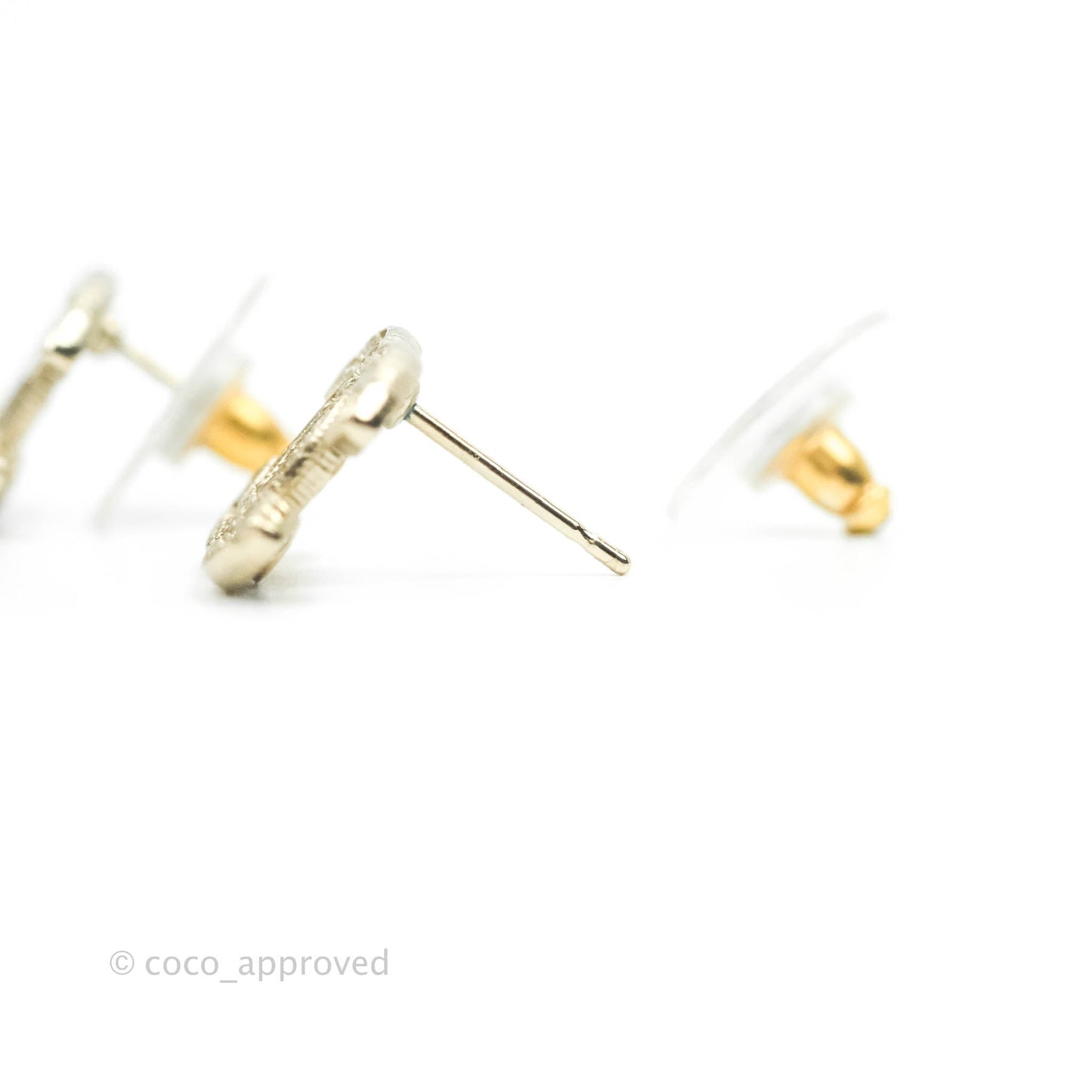 Chanel CC Earrings Gold Tone 14K