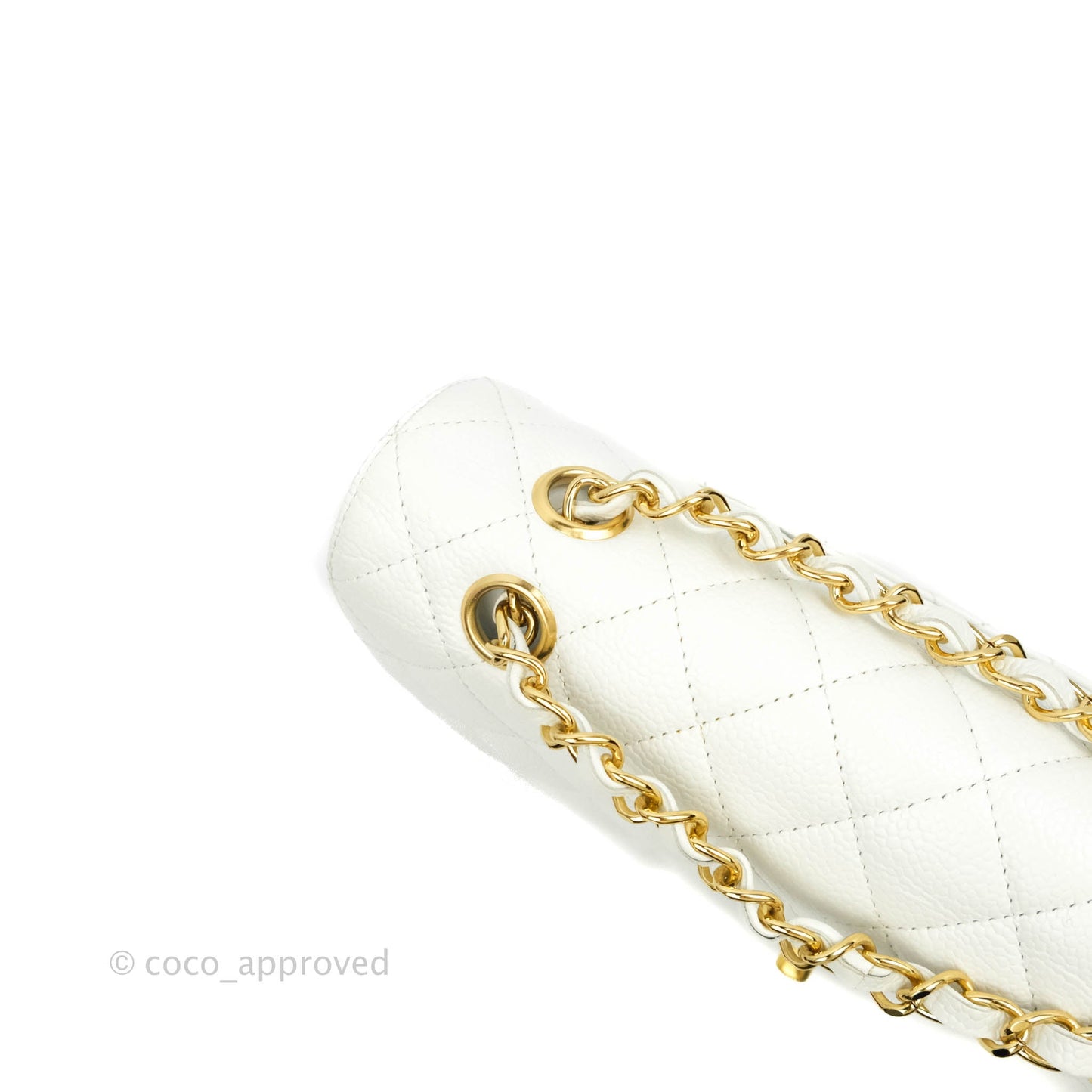 Chanel Quilted M/L Medium Double Flap White Caviar Gold Hardware