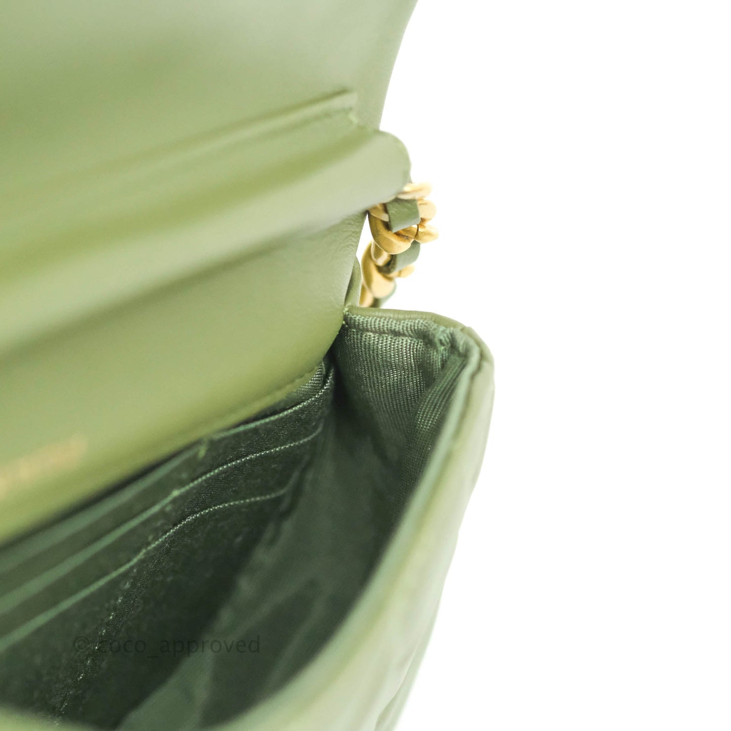 Chanel Clutch with Chain Olive Green Calfskin Aged Gold Hardware