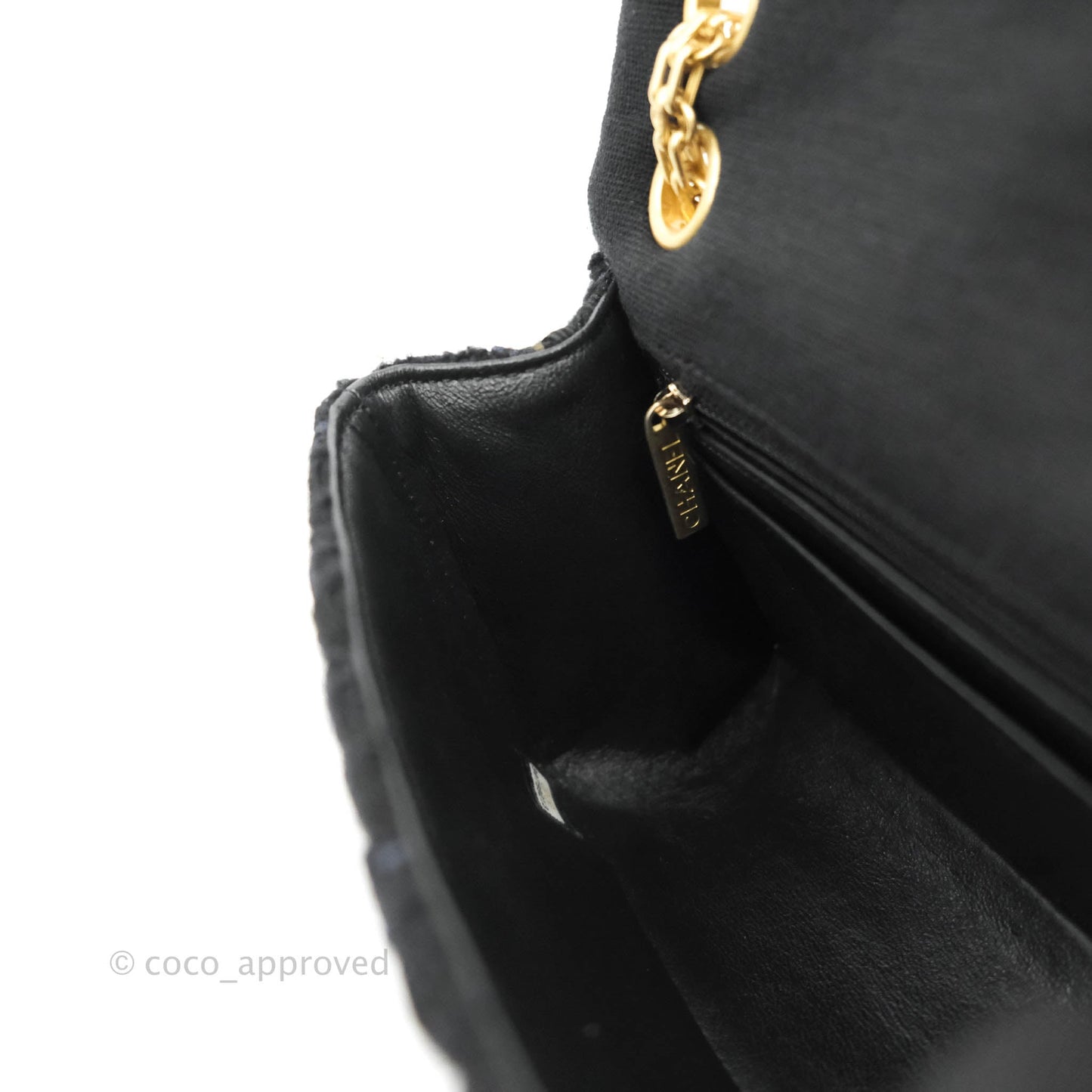 Chanel Mini Reissue 224 Tweed Black Aged Gold Hardware