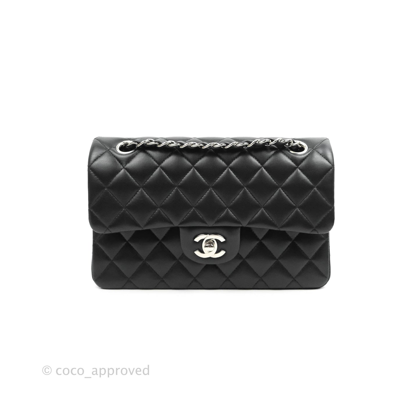 Chanel Small S/M Classic Flap Black Lambskin Silver Hardware