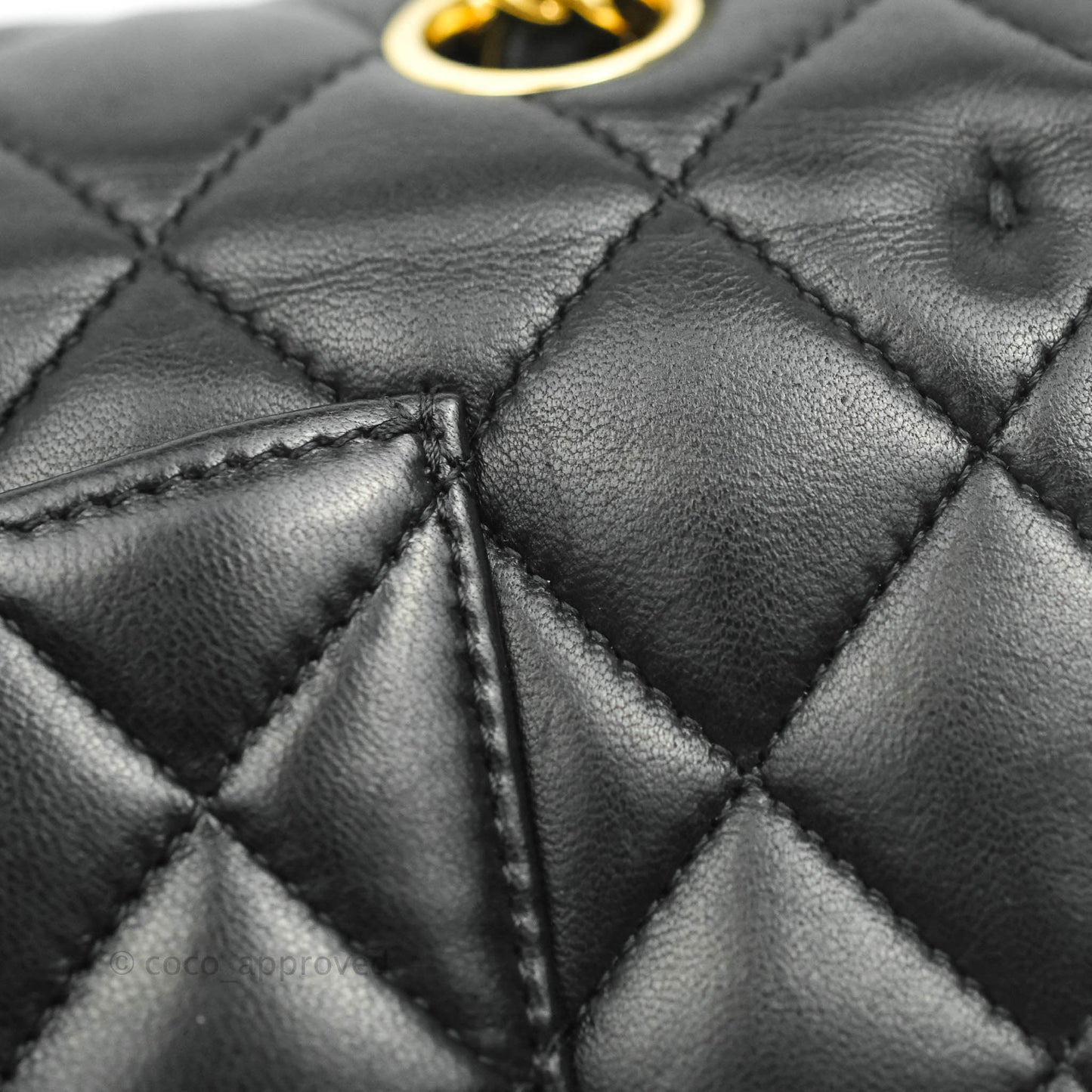Chanel Classic M/L Medium Double Flap Black Lambskin Gold Hardware