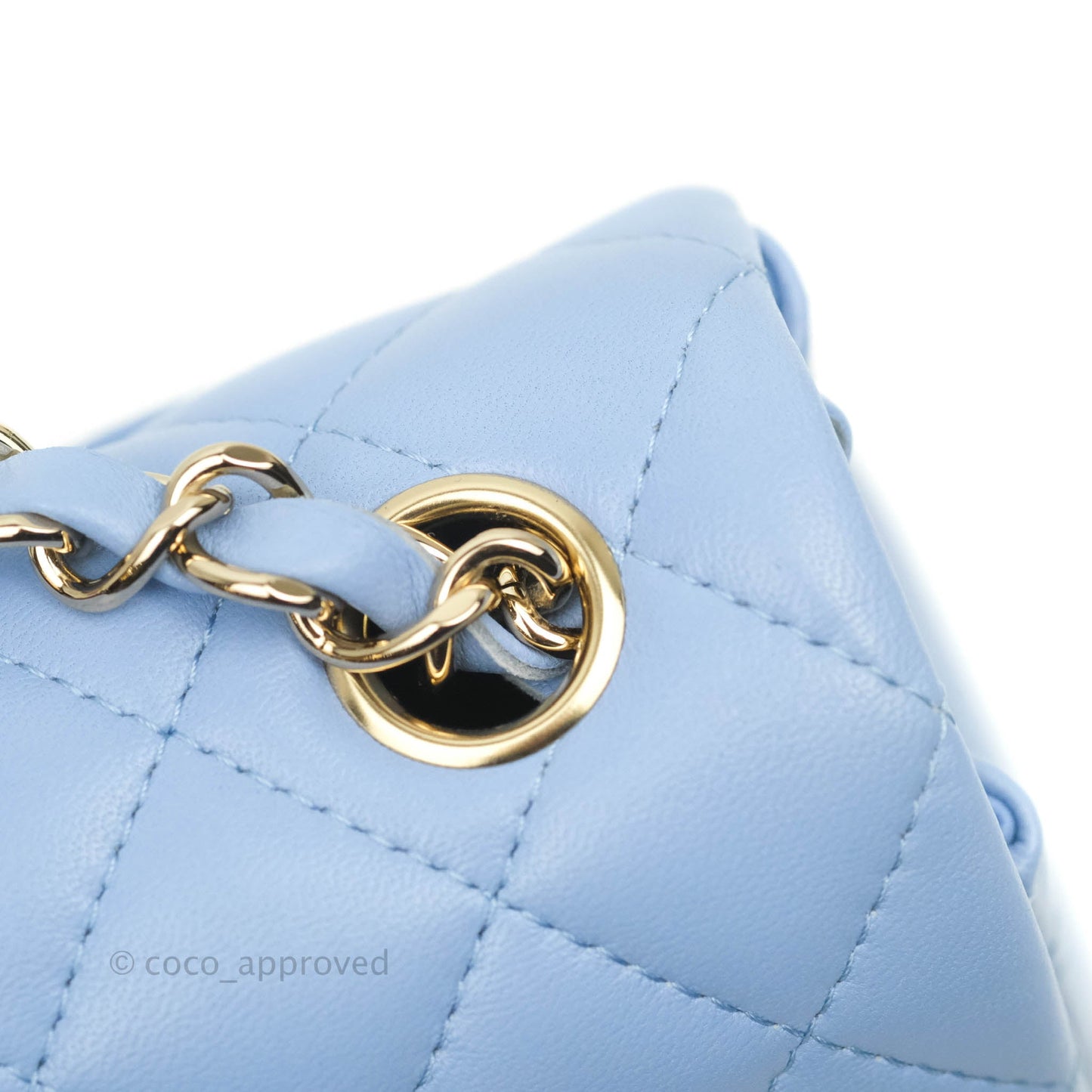 Chanel Classic Mini Rectangular Flap Blue Sky Lambskin Gold Hardware 21C