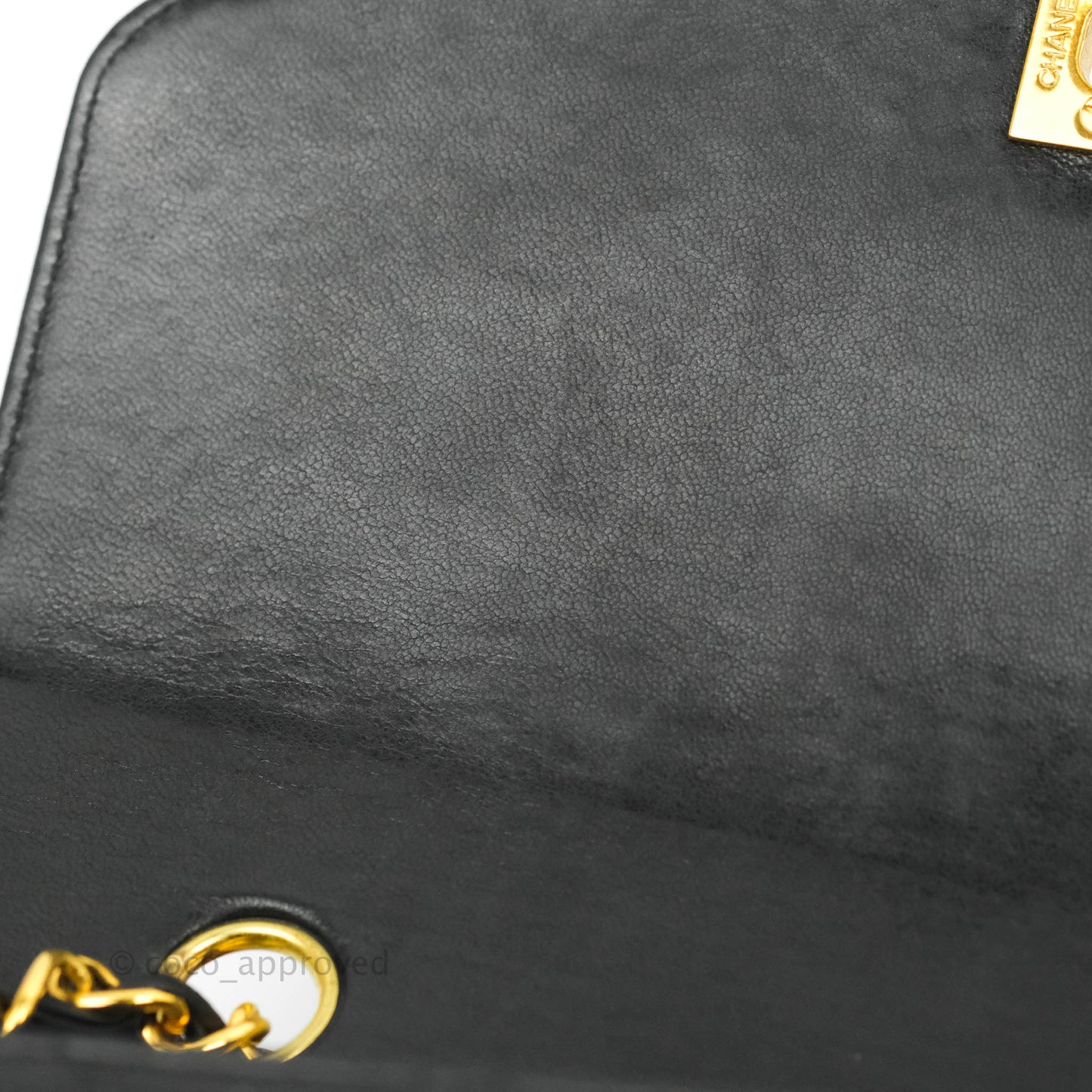 Chanel Vintage Small Quilted Classic Diana Flap Bag Black Lambskin 24K Gold Hardware
