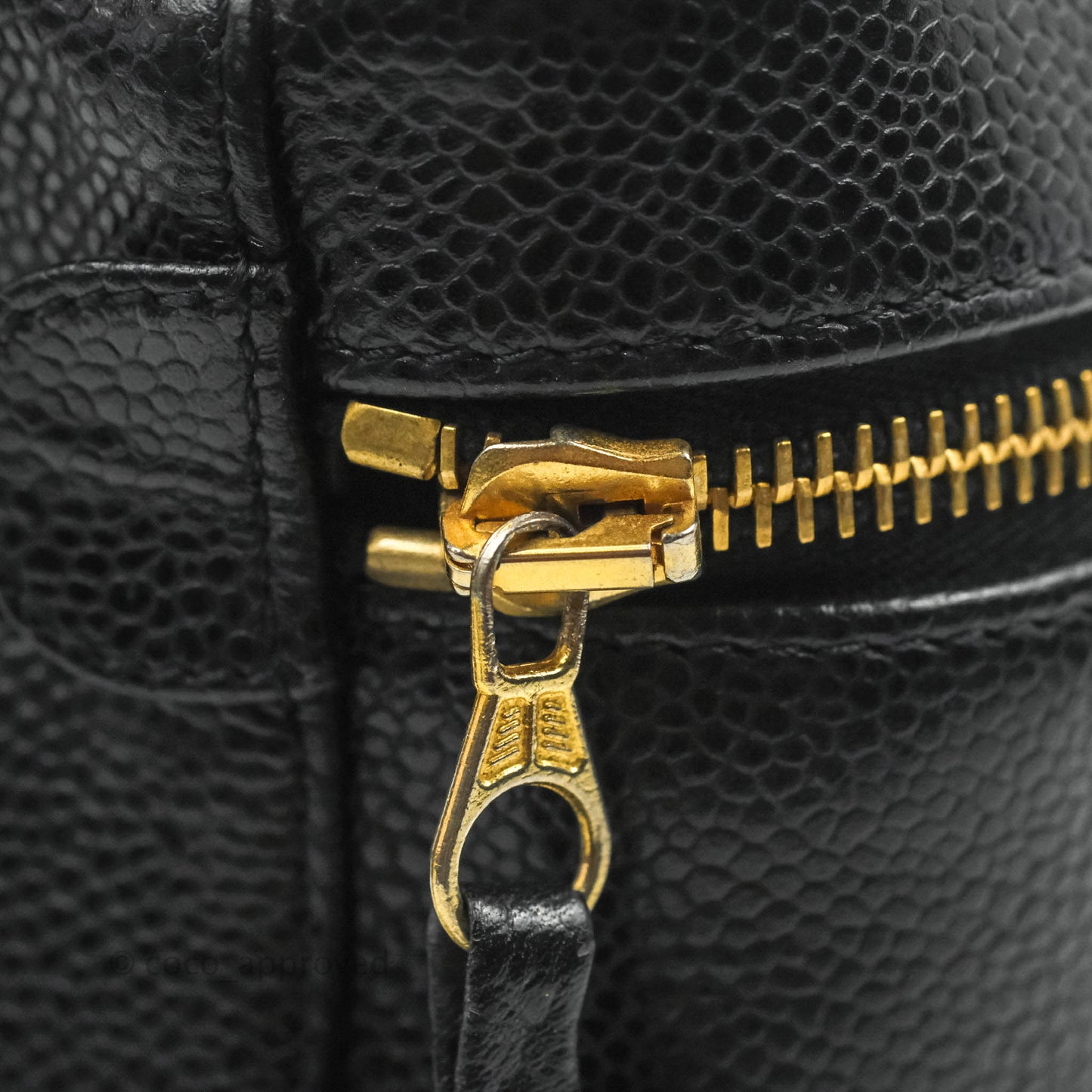 Chanel Vintage Vanity Case Black Caviar Gold Hardware