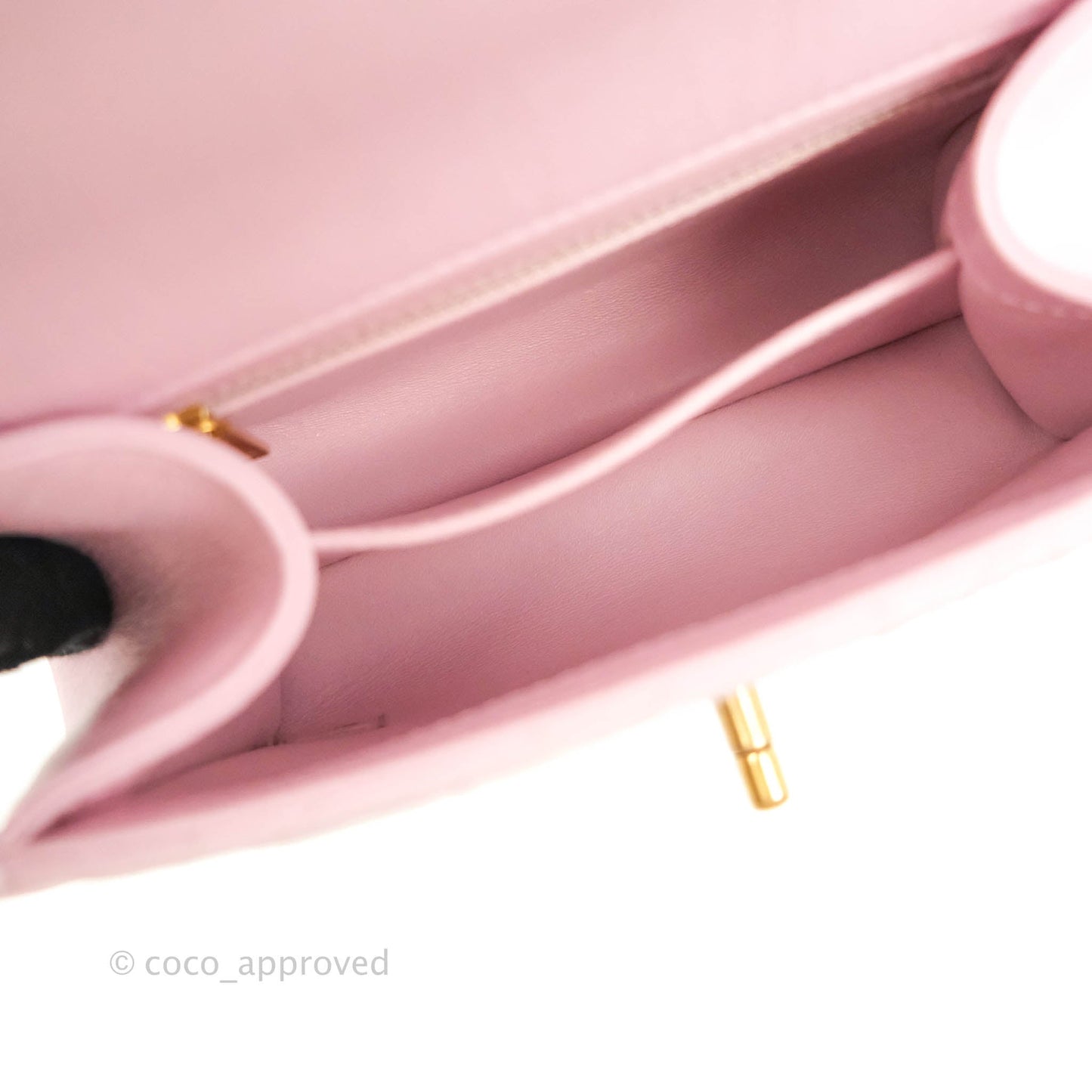 Chanel Mini Flap Bag with Top Handle Pink Crumpled Lambskin Aged Gold Hardware