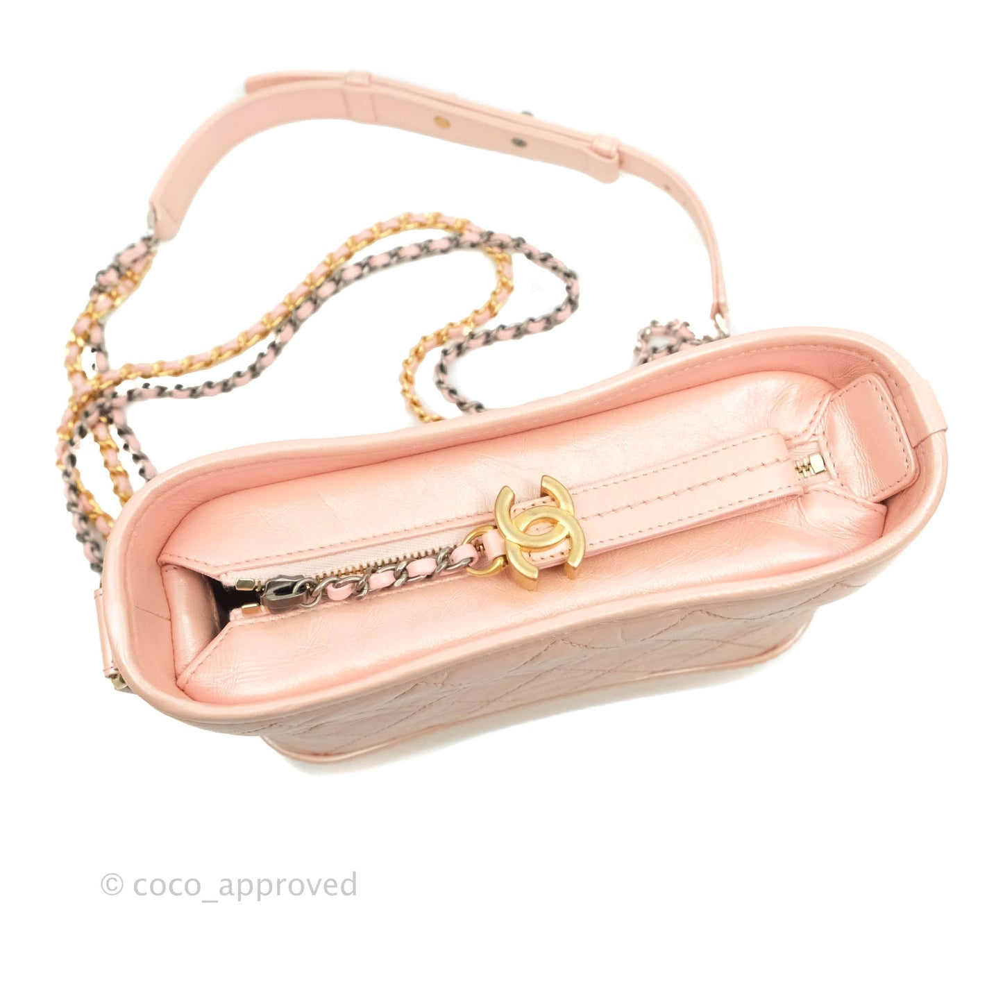 Chanel Small Gabrielle Hobo Iridescent Pink Aged Calfskin Mixed Hardware