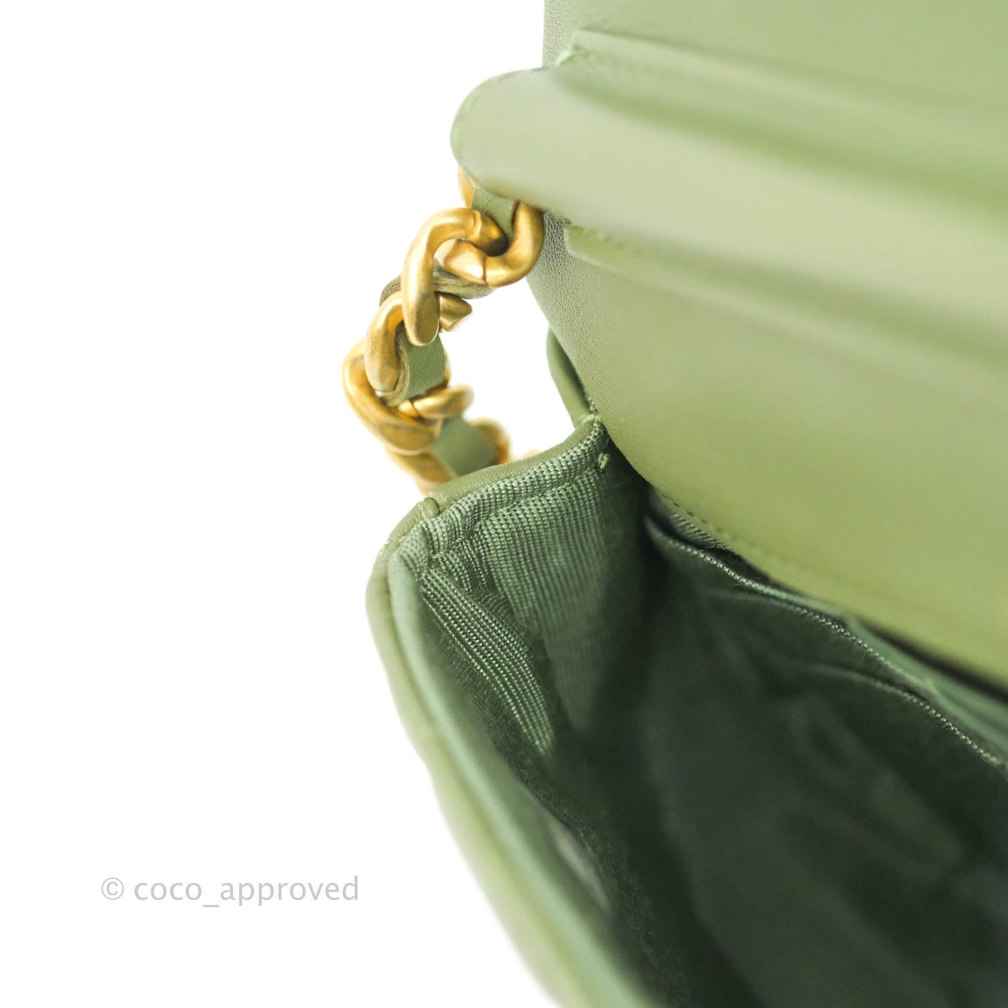 Chanel Clutch with Chain Olive Green Calfskin Aged Gold Hardware