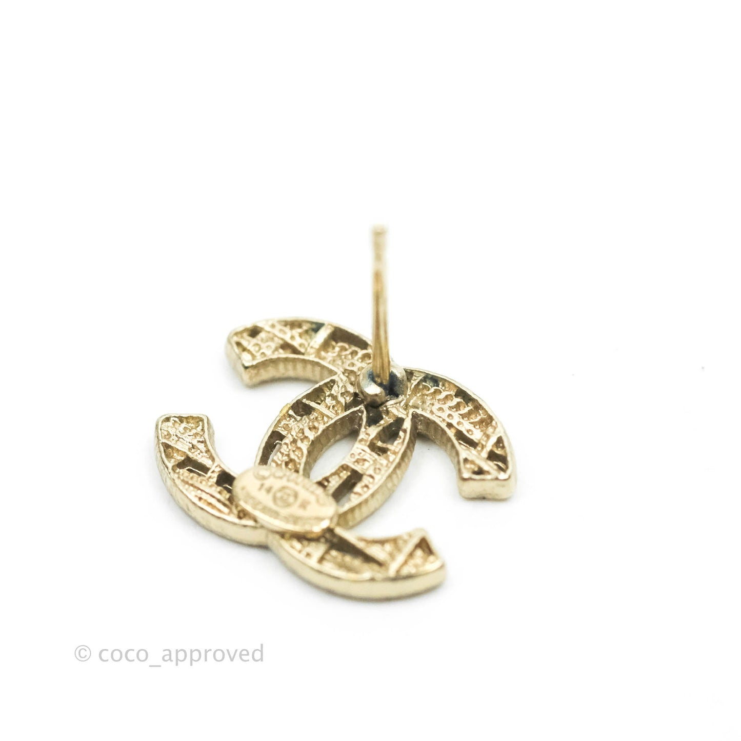 Chanel CC Earrings Gold Tone 14K