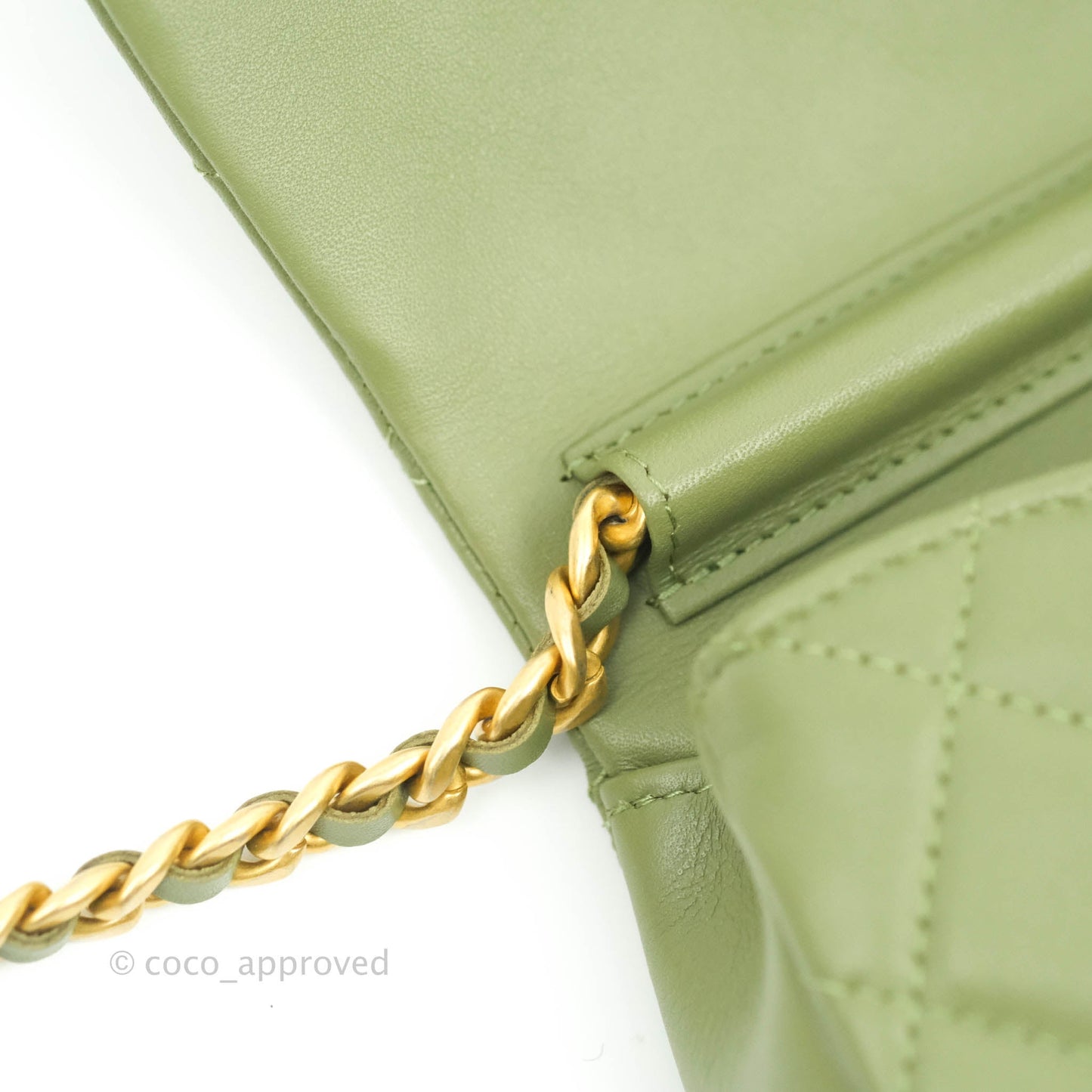 Chanel Clutch with Chain Olive Green Calfskin Aged Gold Hardware