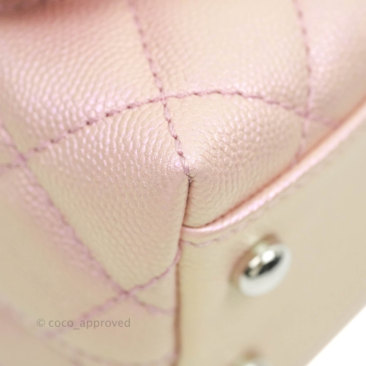 Chanel Mini Coco Handle Iridescent Pink Caviar Rainbow Hardware