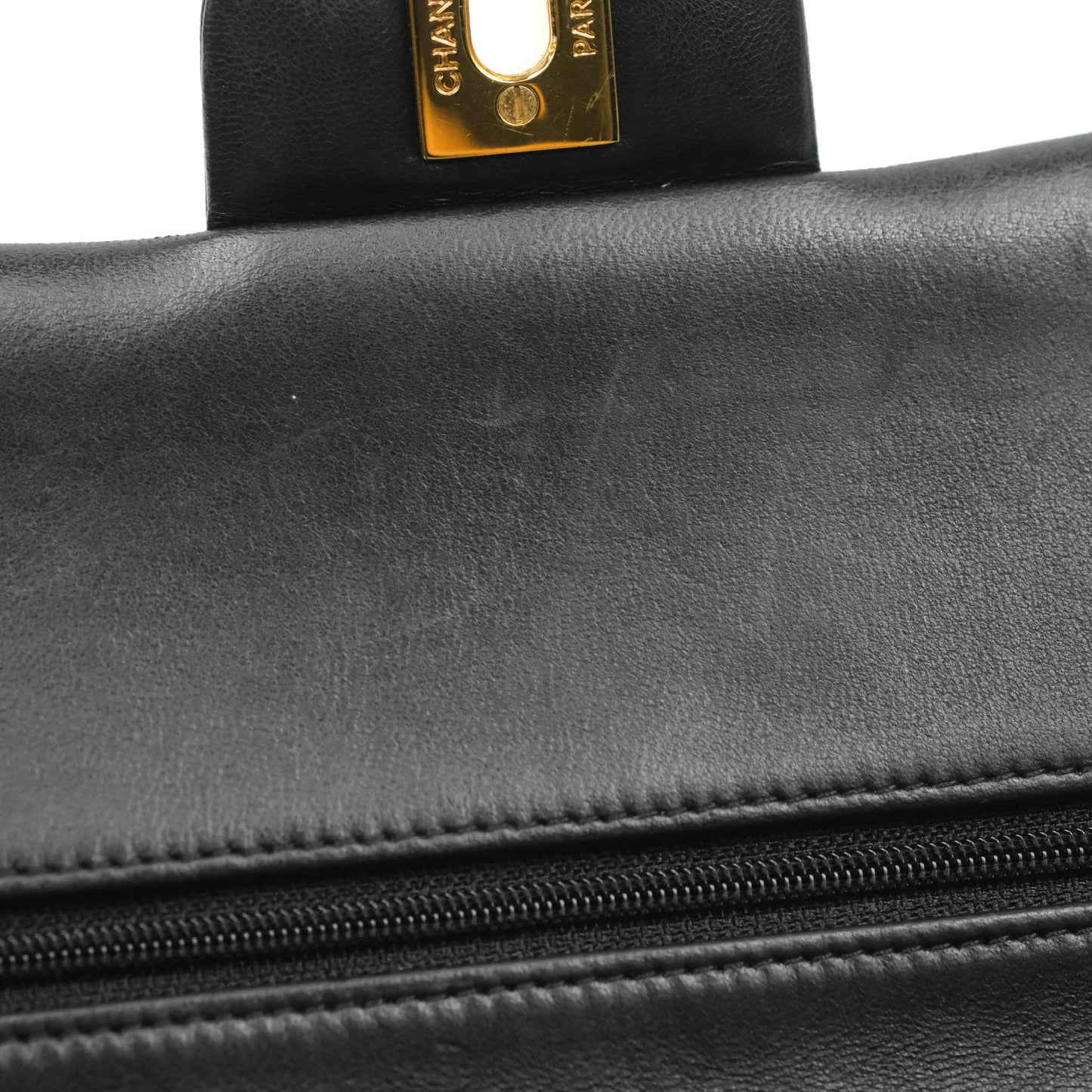 Chanel Classic M/L Medium Double Flap Black Lambskin Gold Hardware