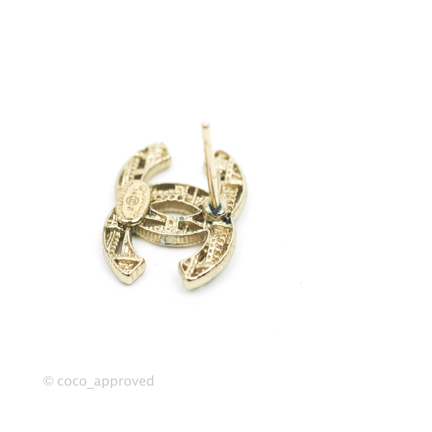 Chanel CC Earrings Gold Tone 14K