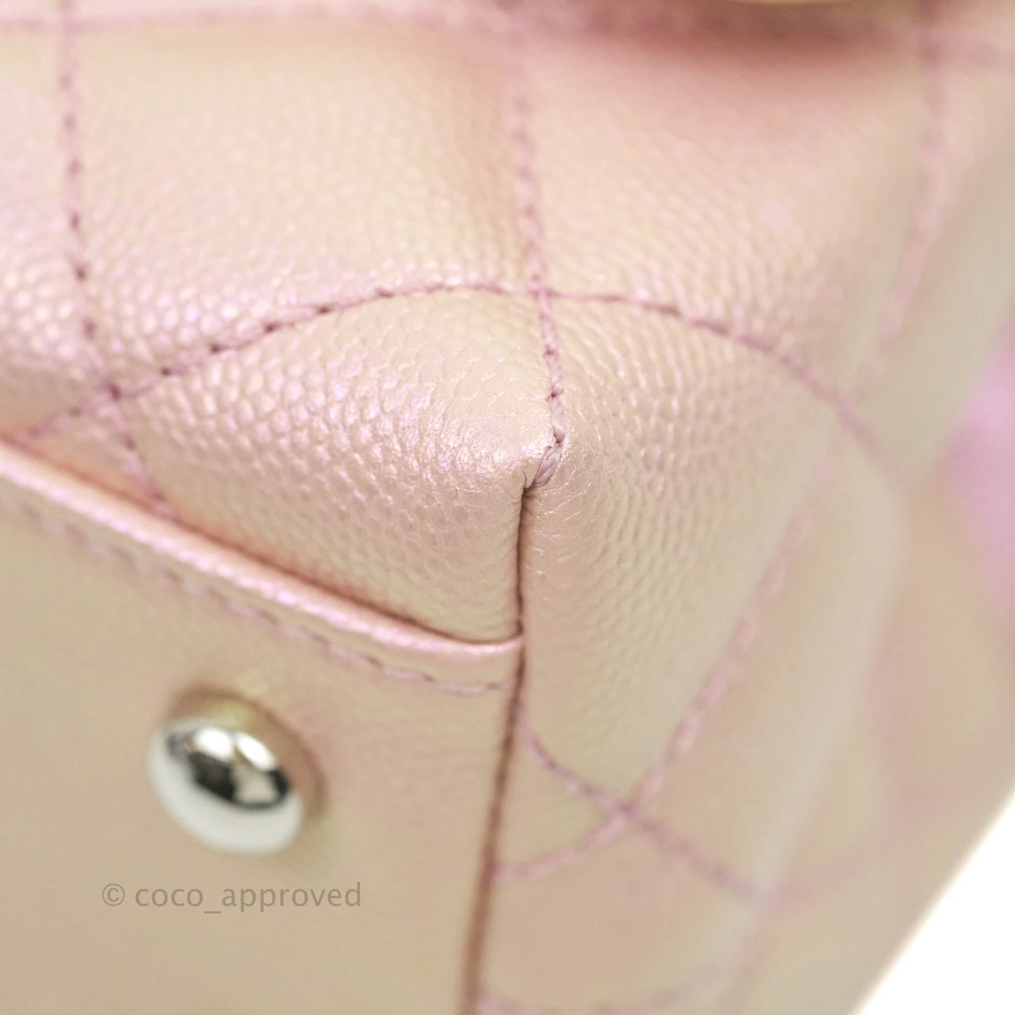 Chanel Mini Coco Handle Iridescent Pink Caviar Rainbow Hardware