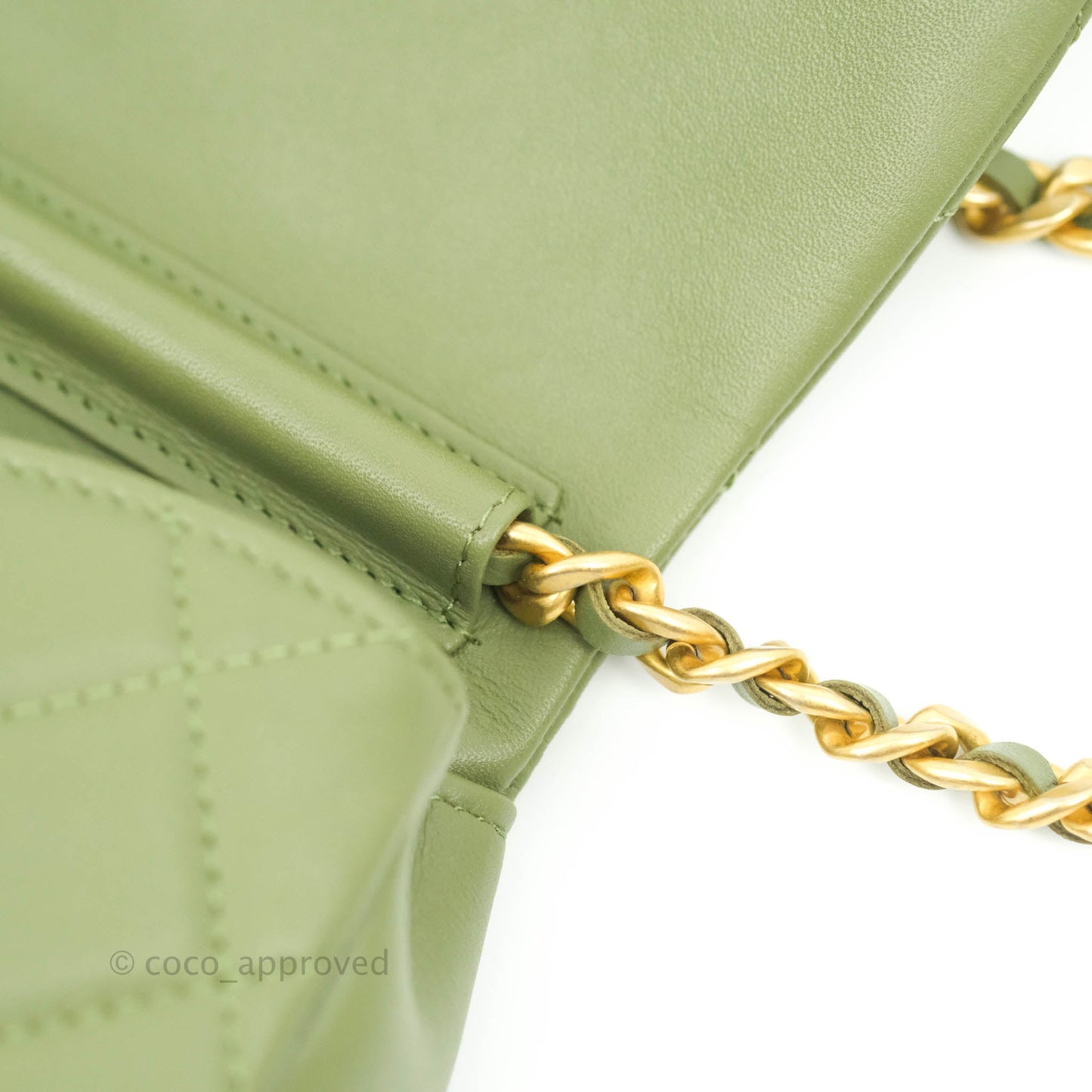 Chanel Clutch with Chain Olive Green Calfskin Aged Gold Hardware