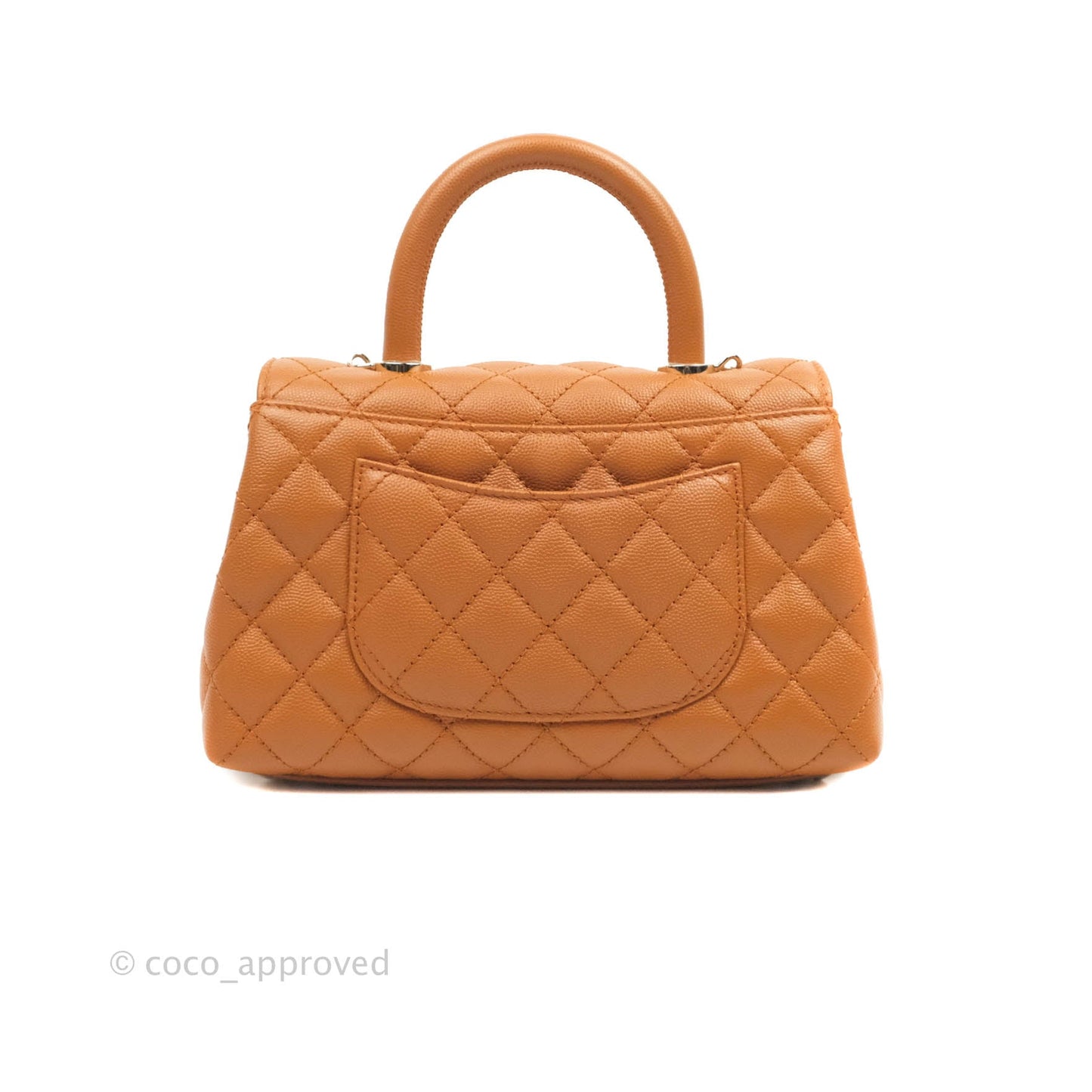 Chanel Small (Mini) Coco Handle Quilted Caramel Brown Caviar Gold Hardware 21A