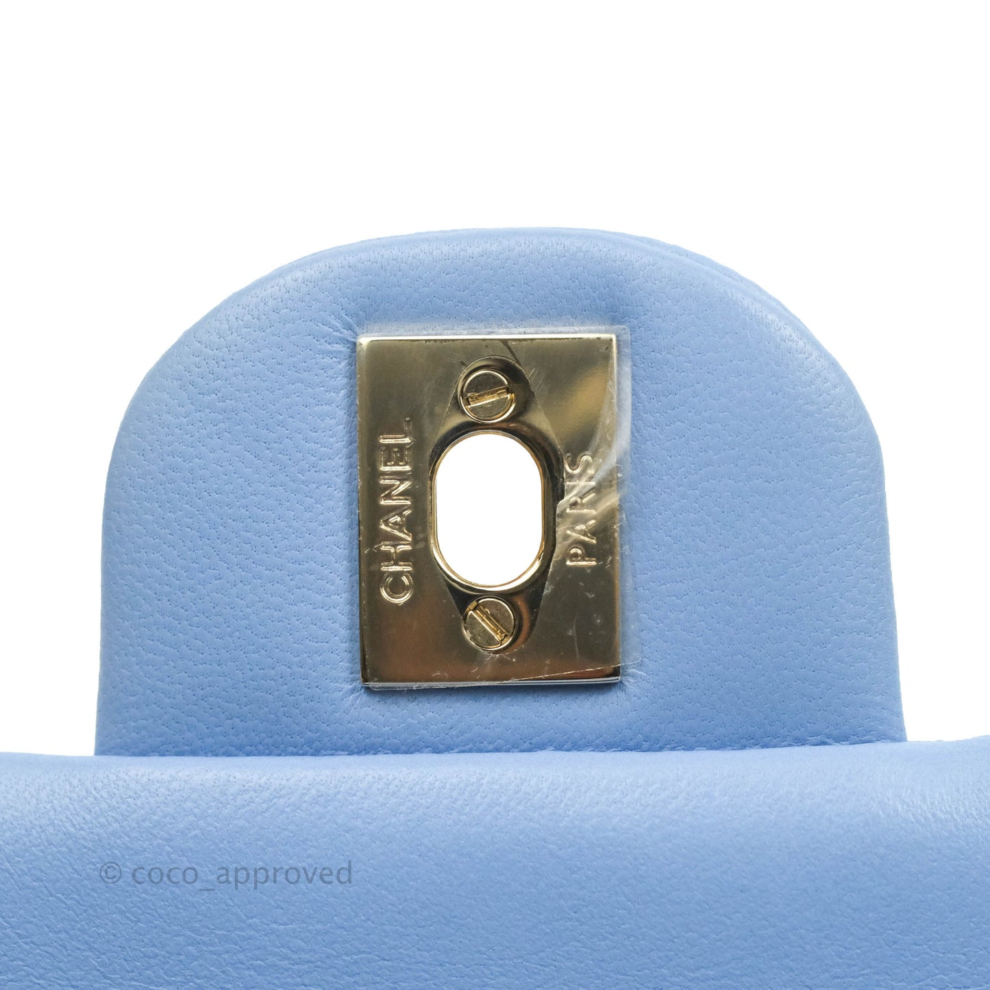 Chanel Classic Mini Rectangular Flap Blue Sky Lambskin Gold Hardware 21C