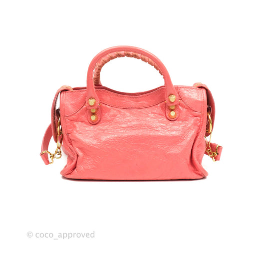 Balenciaga Classic Mini City Bag Pink Aged Calfskin Gold Hardware