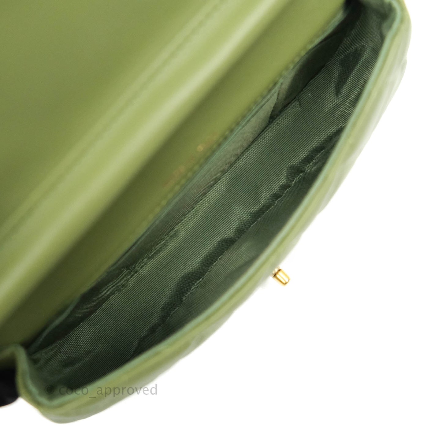 Chanel Clutch with Chain Olive Green Calfskin Aged Gold Hardware