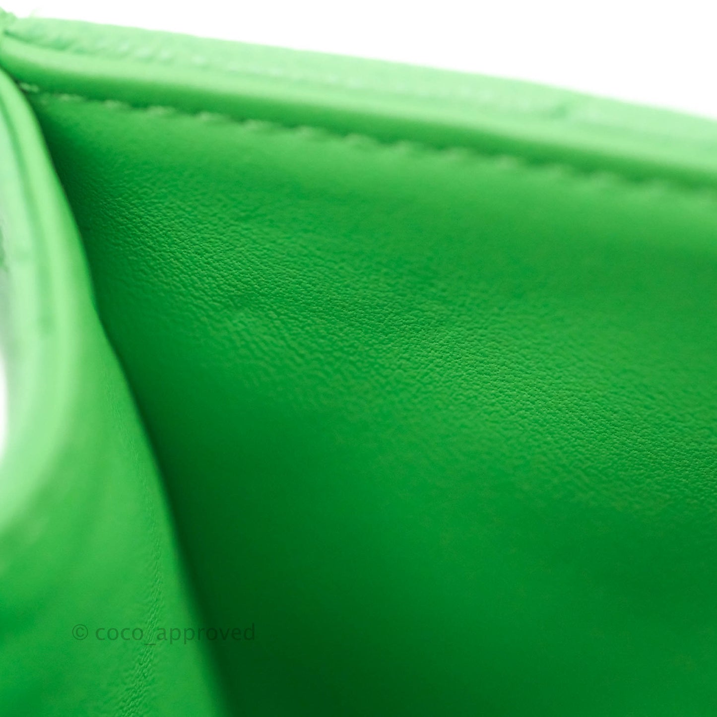 Chanel Mini Square Sweet Quilted Flap Green Caviar Aged Gold Hardware 21P