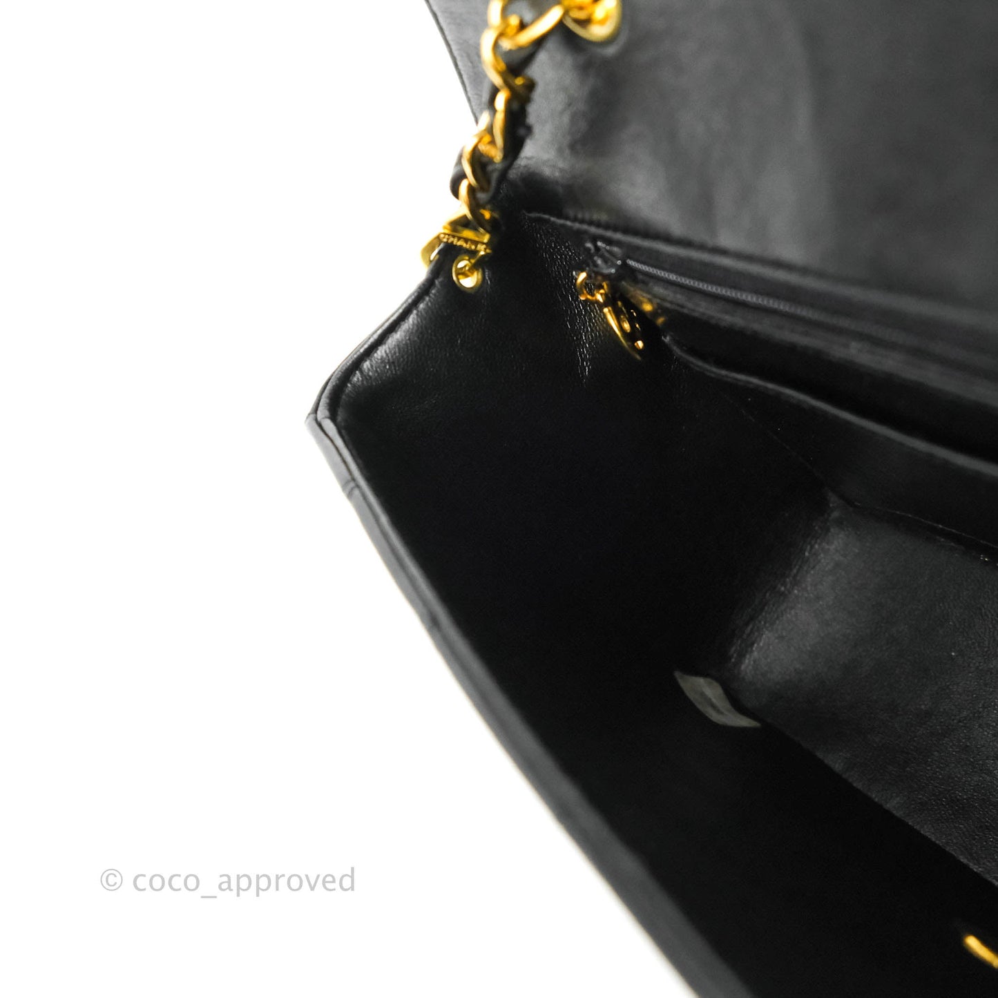 Chanel Vintage Small Quilted Classic Diana Flap Bag Black Lambskin 24K Gold Hardware
