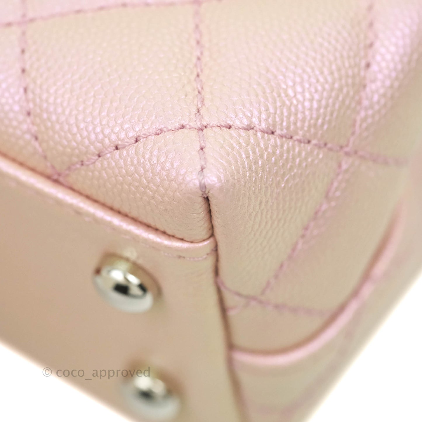 Chanel Mini Coco Handle Iridescent Pink Caviar Rainbow Hardware