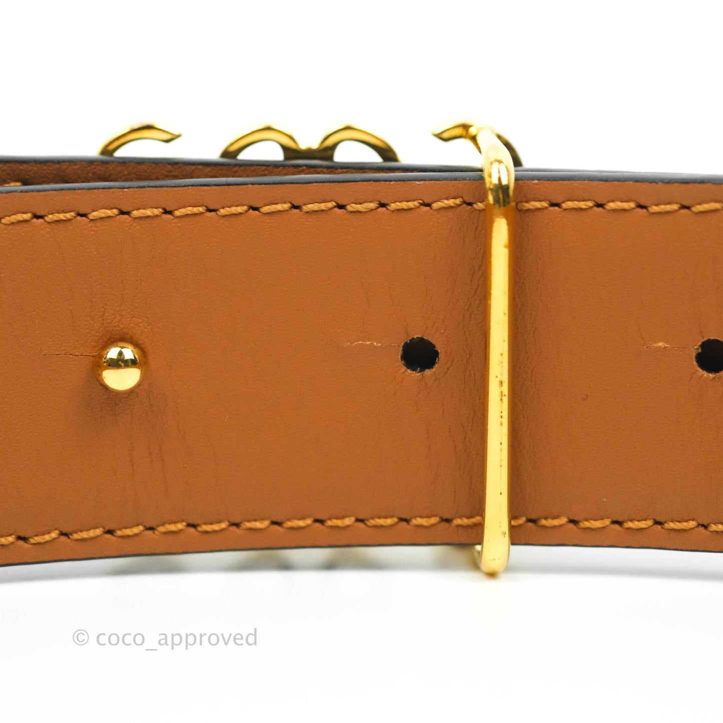 Loewe Anagram Buckle Tan Black Calfskin Reversible Belt