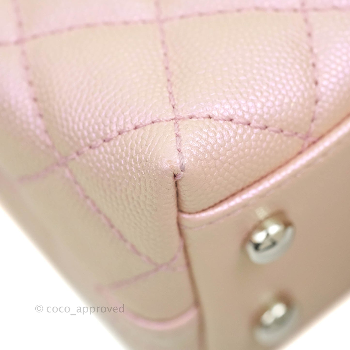 Chanel Mini Coco Handle Iridescent Pink Caviar Rainbow Hardware