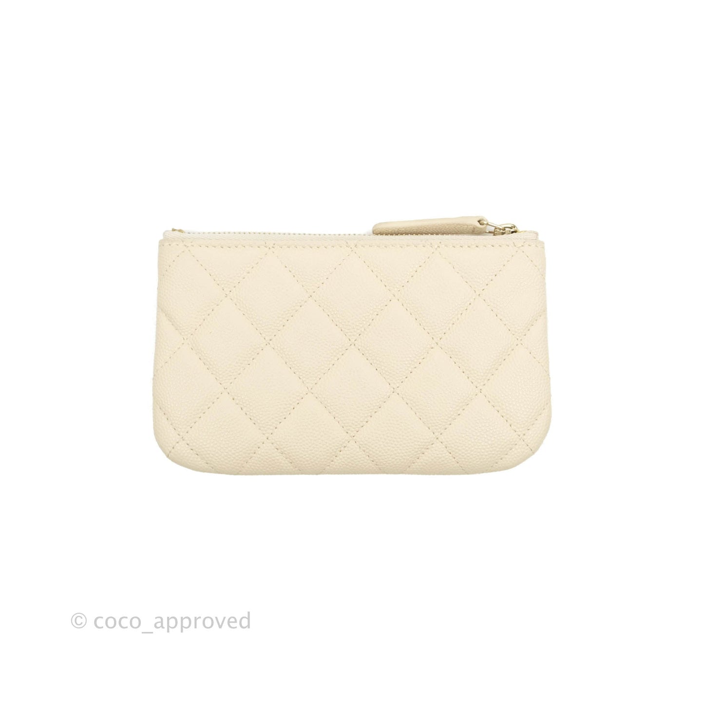 Chanel Mini Quilted O Case Ivory Caviar Gold Hardware