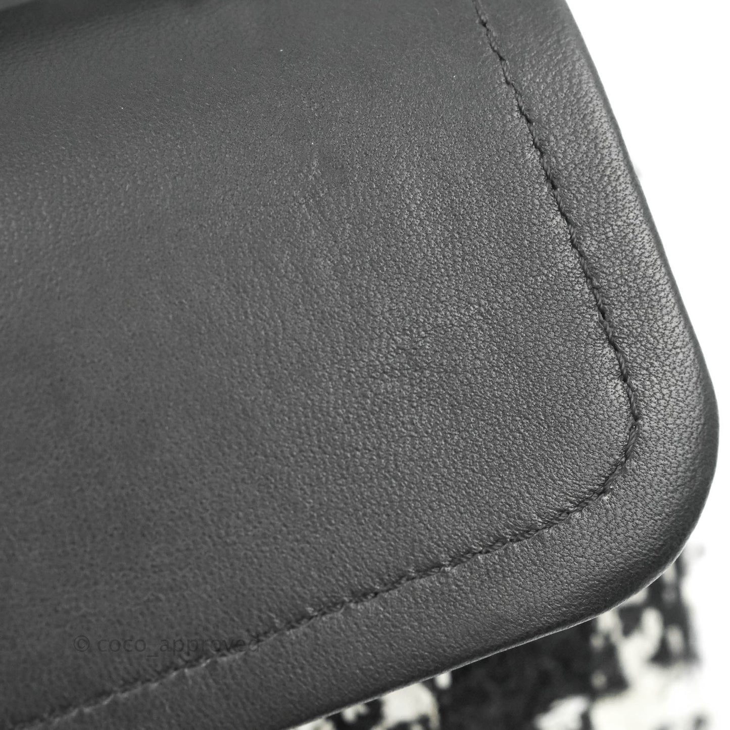 Chanel Quilted M/L Medium Double Flap Black White Tweed Silver Hardware