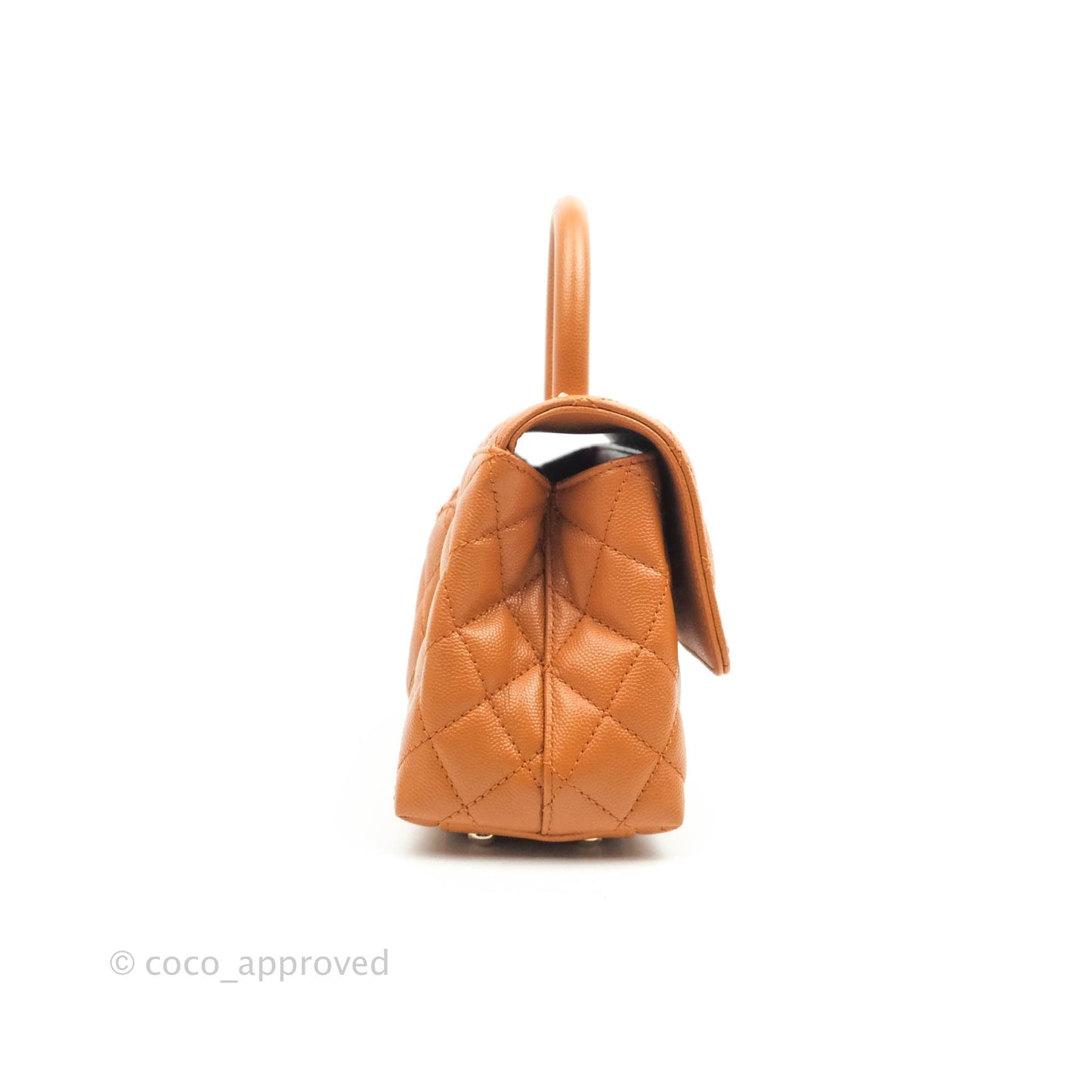 Chanel Small (Mini) Coco Handle Quilted Caramel Brown Caviar Gold Hardware 21A