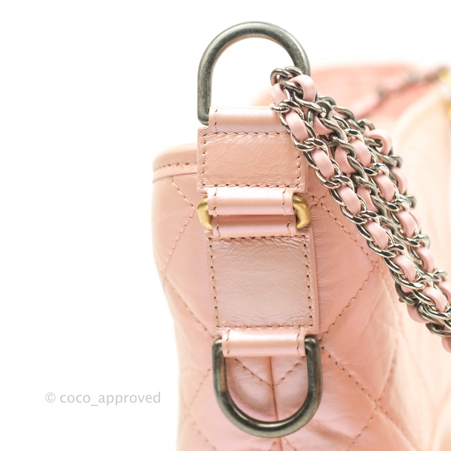Chanel Small Gabrielle Hobo Iridescent Pink Aged Calfskin Mixed Hardware