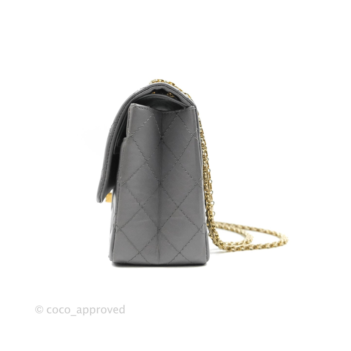 Chanel Quilted Reissue 226 Flap Grey Calfskin Aged Gold Hardware